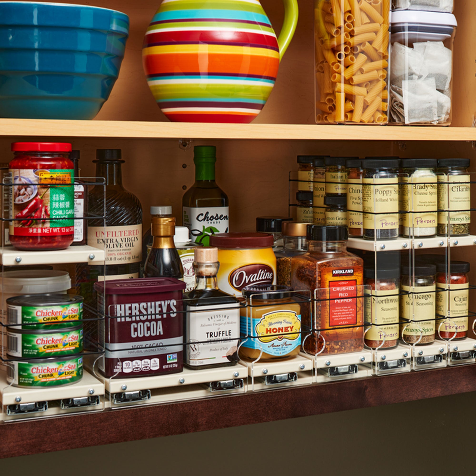 Vertical Spice 10.6" x 6.9" x 10.75" 2-Drawer Tiered Cabinet Spice Rack, Cream