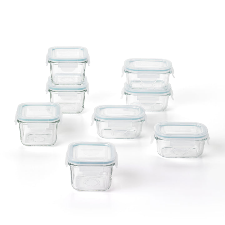 Glasslock Mini 5 and 7 Ounce Tempered Glass Food Storage Container Set, 8 Pieces - VMInnovations
