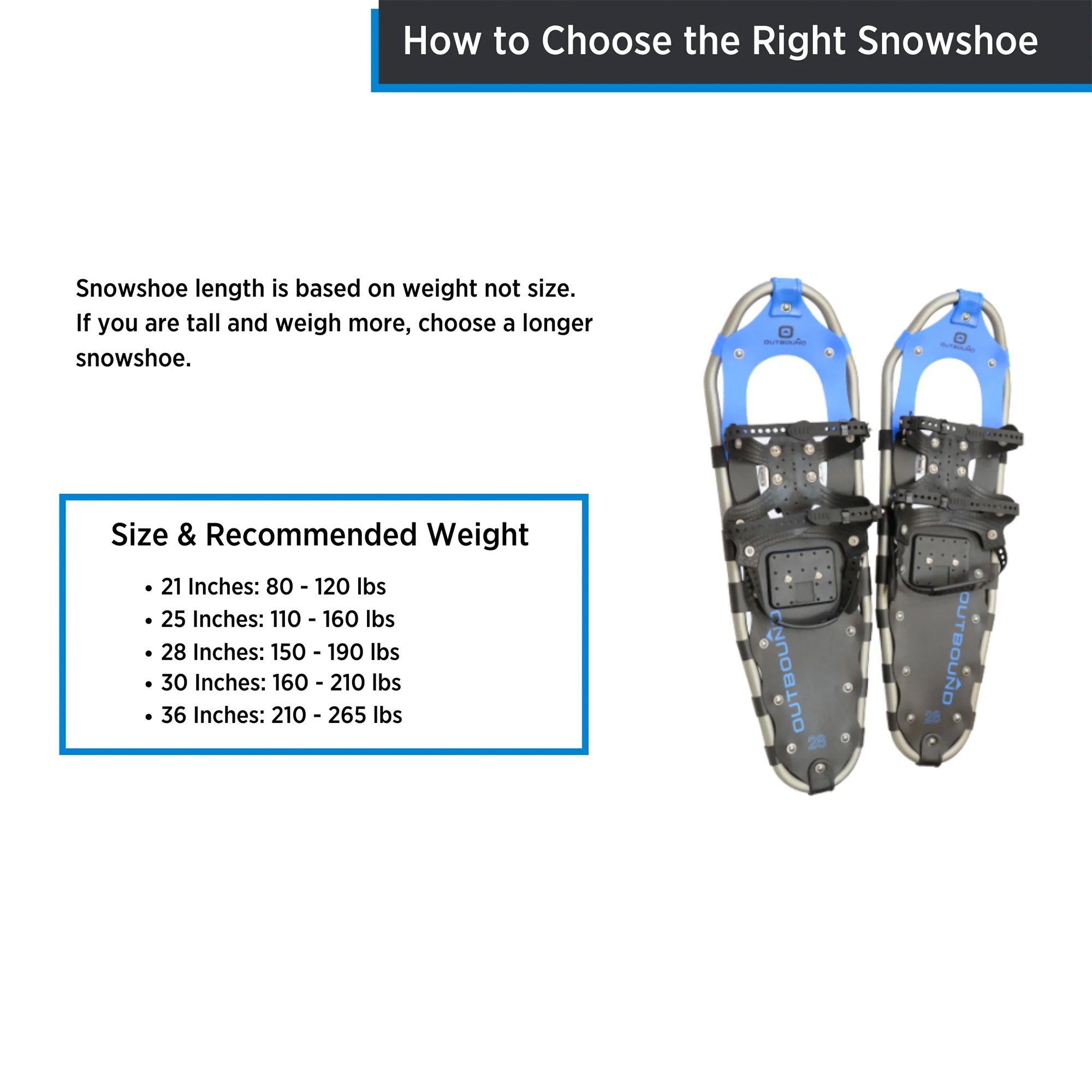 Outbound Men/Women's 25 x 8" Aluminum Frame Snowshoes, Black (Open Box) - VMInnovations