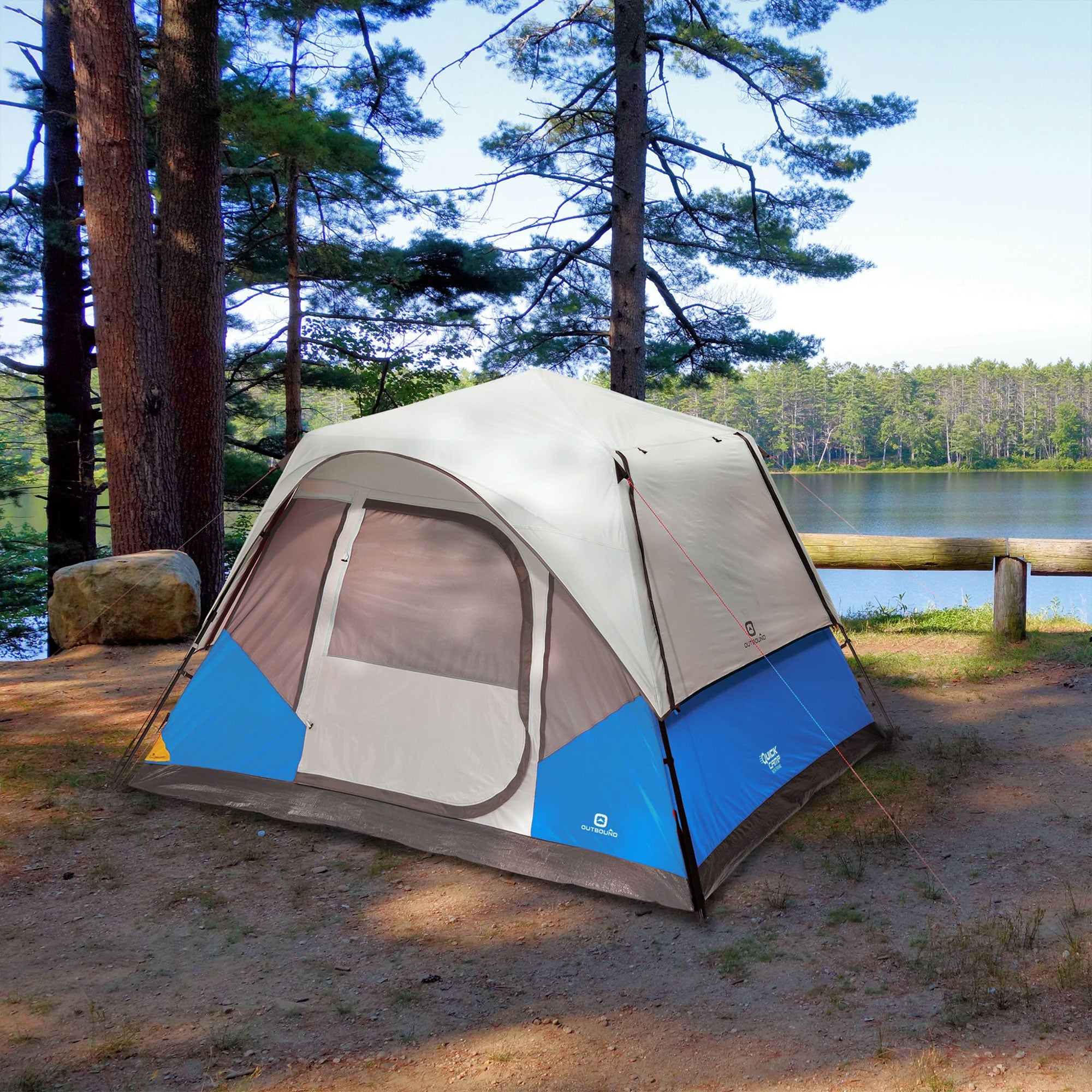 Outbound 6 Person 3 Season Cabin Tent with Rainfly and Carry Bag, Blue (Used)