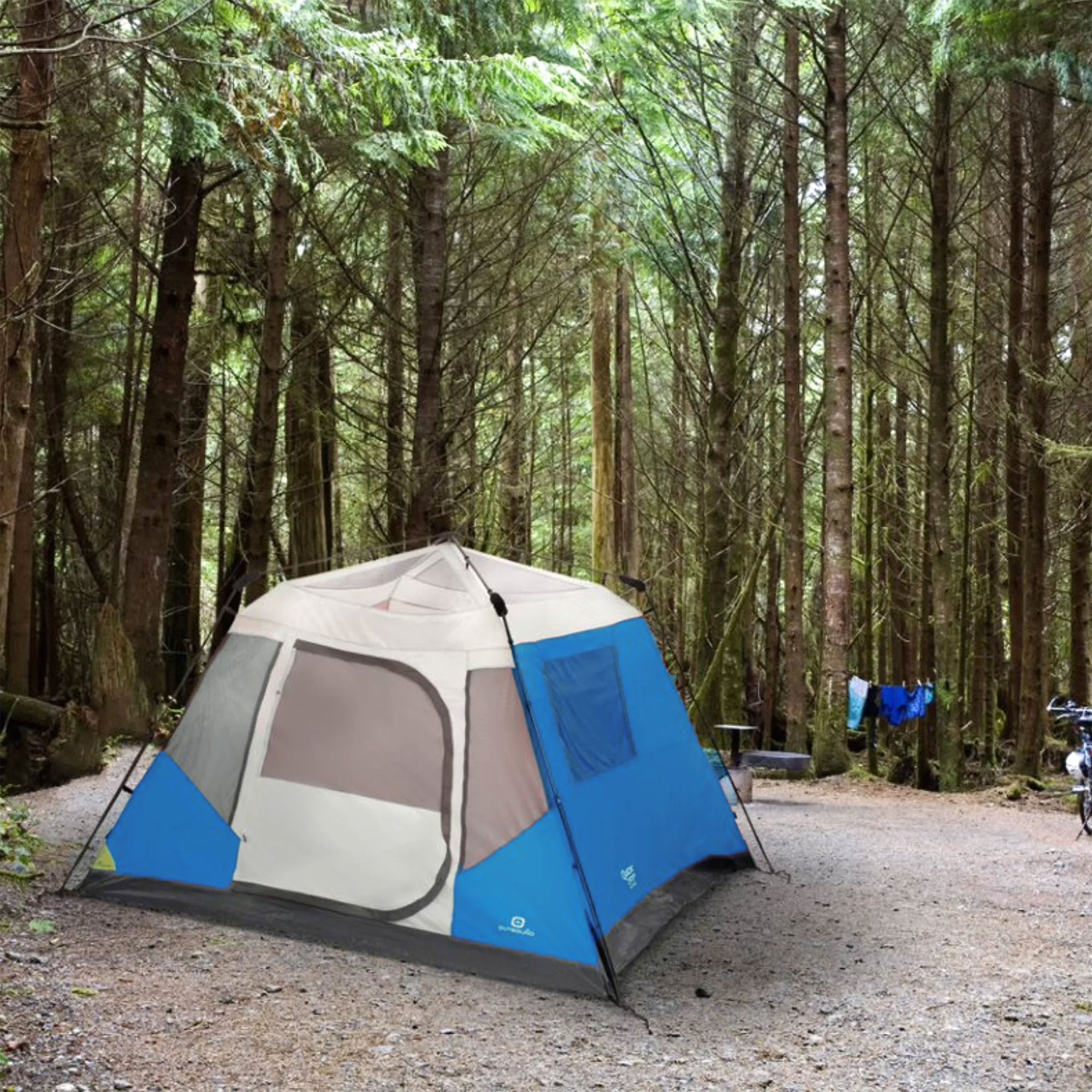 Outbound 6 Person 3 Season Cabin Tent with Rainfly and Carry Bag, Blue (Used)