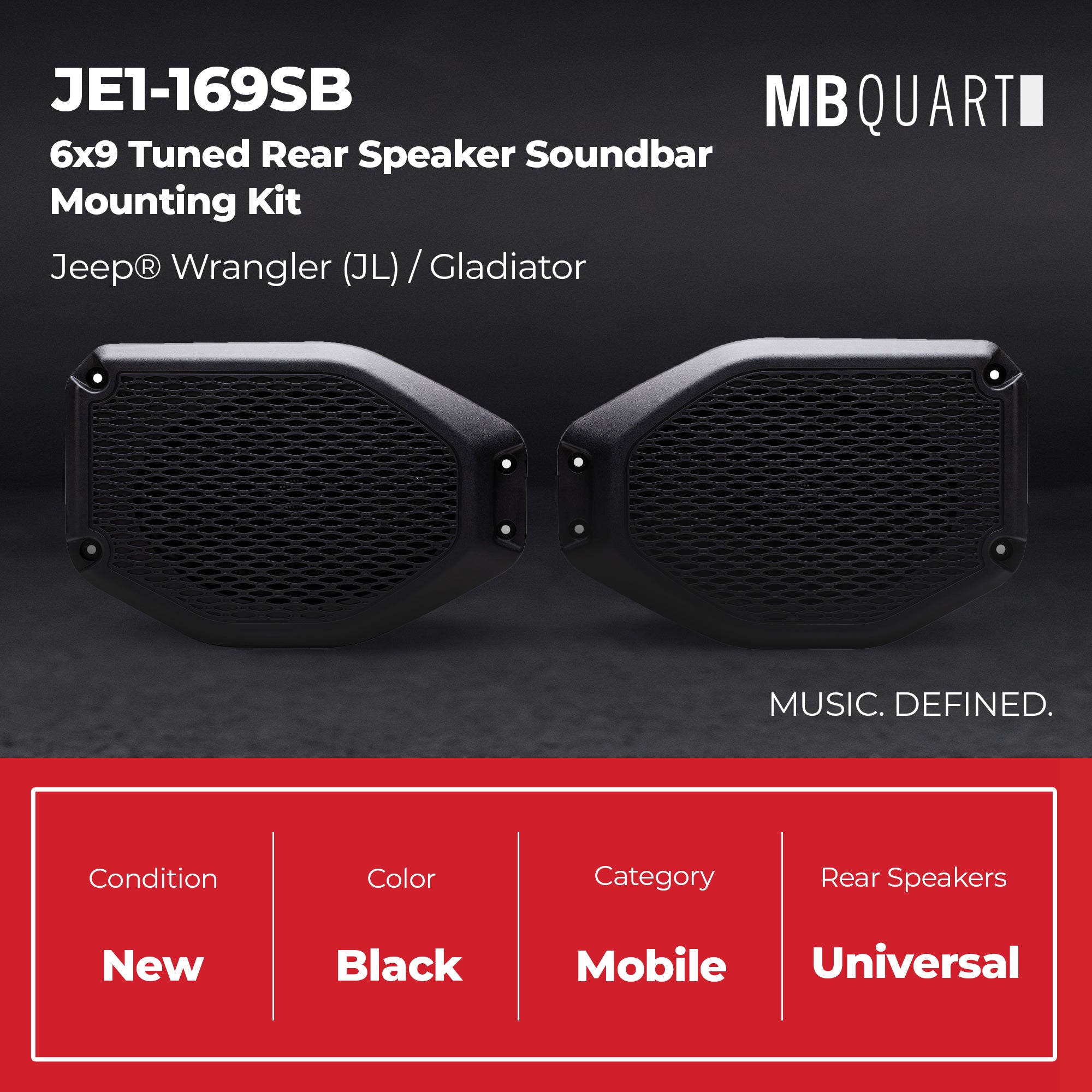 MB Quart 6x9" Rear Soundbar Mounting, Jeep Wrangler & Gladiator Tuned (Open Box) - VMInnovations