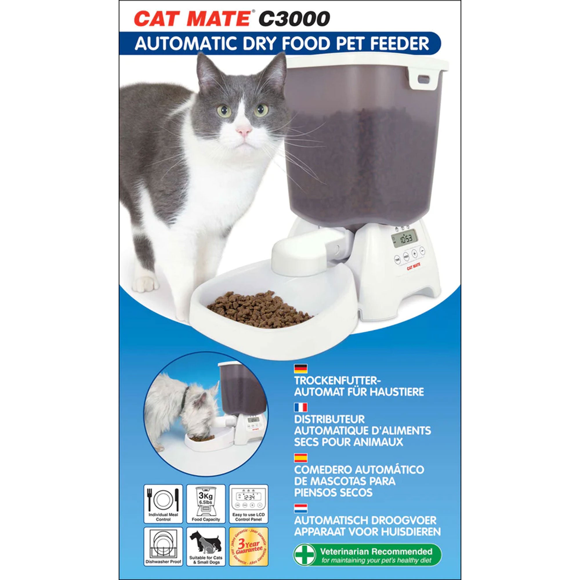 Cat Mate Automatic Dry Food Small Dog & Pet Feeder w/Digital Timer (Open Box) - VMInnovations