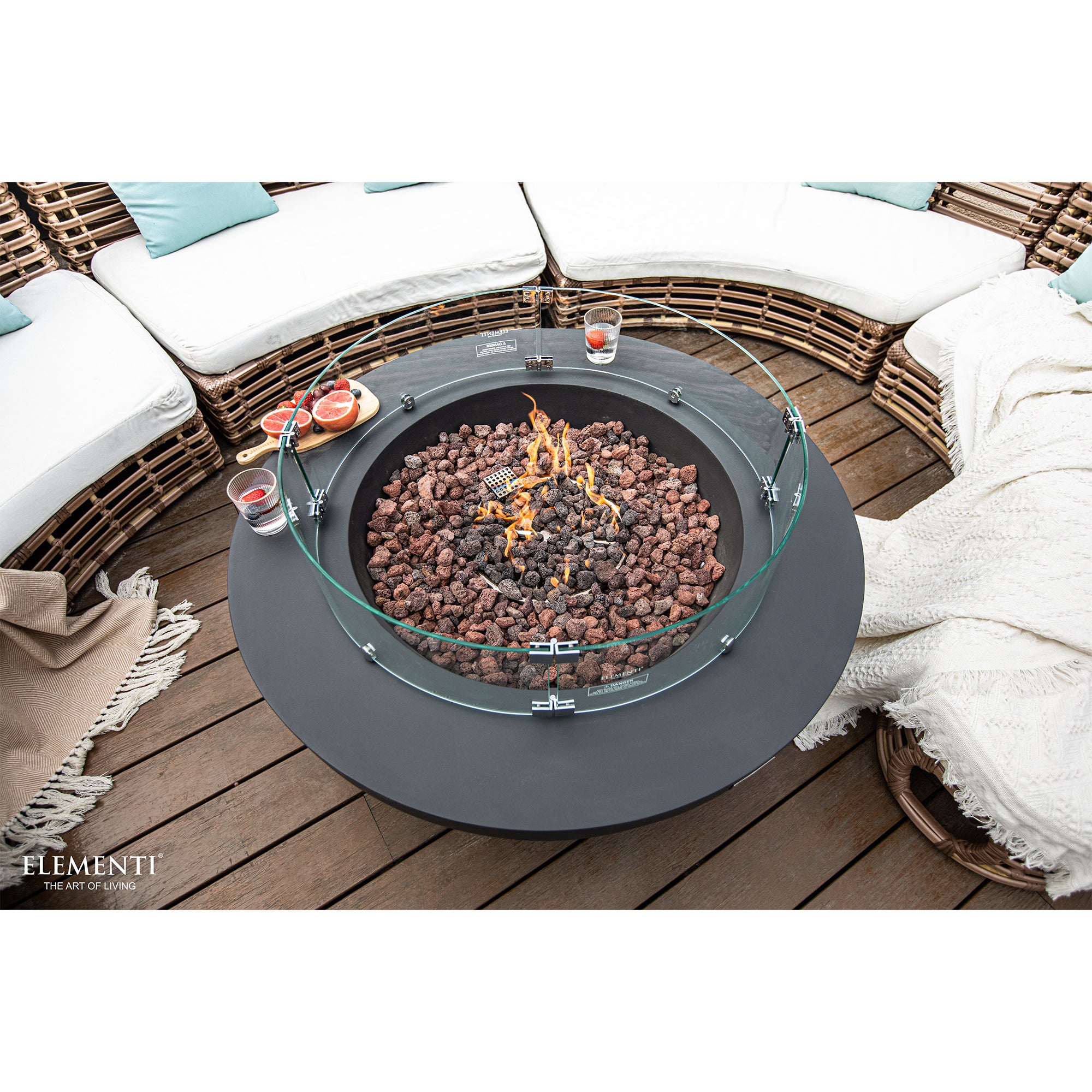 Elementi Liquified Petroleum Lunar Bowl Fire Pit w/ Auto Ignition & Clean Flame - VMInnovations