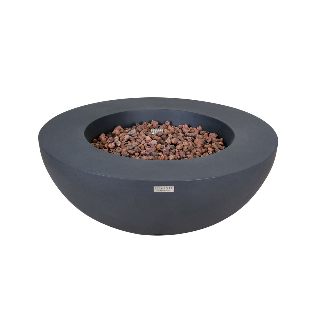 Elementi Natural Gas Concrete Lunar Bowl Fire Pit with Auto Ignition, Dark Grey - VMInnovations