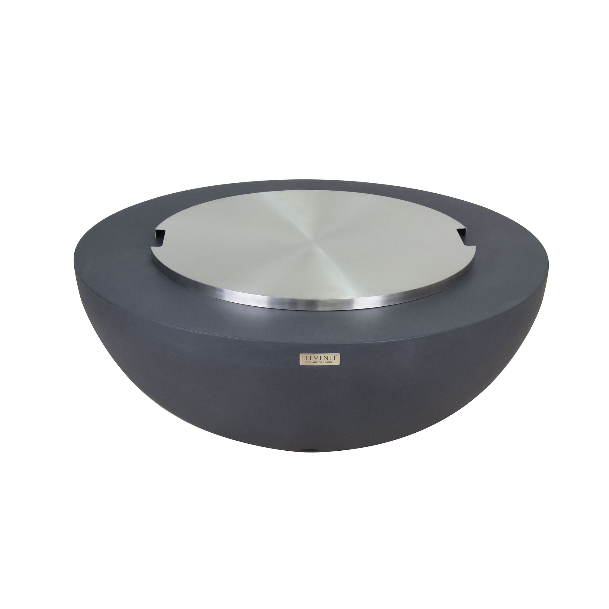Elementi Natural Gas Concrete Lunar Bowl Fire Pit with Auto Ignition, Dark Grey - VMInnovations