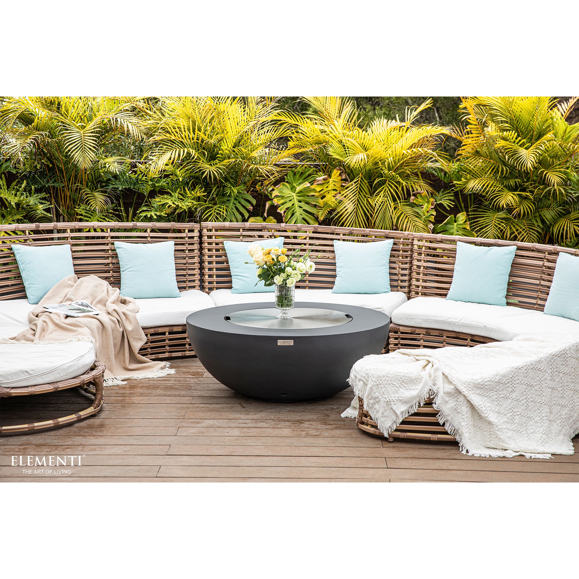 Elementi Liquified Petroleum Lunar Bowl Fire Pit w/ Auto Ignition & Clean Flame