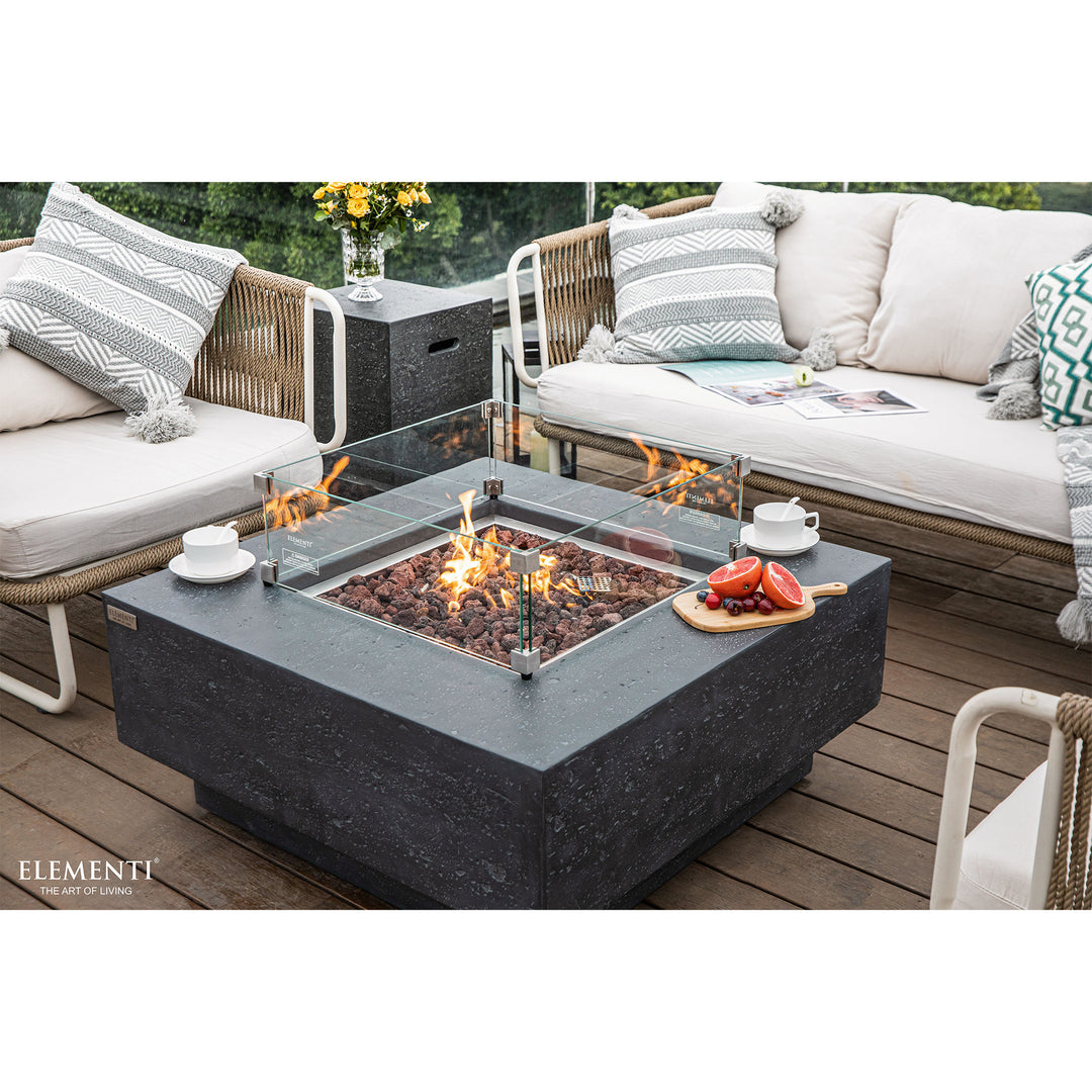 Elementi Manhattan 36" Concrete Outdoor 45,000 BTU Natural Gas Fire Pit Table - VMInnovations
