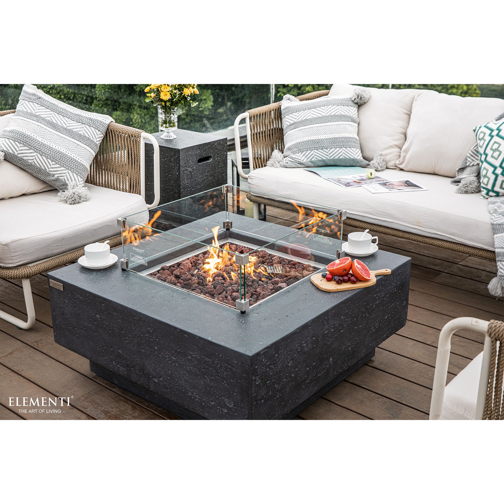 Elementi Manhattan 36" Concrete Outdoor 45,000 BTU Liquid Propane Fire Pit Table