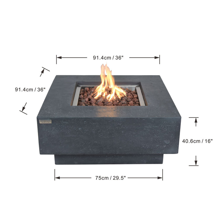 Elementi Manhattan 36" Concrete Outdoor 45,000 BTU Natural Gas Fire Pit Table - VMInnovations
