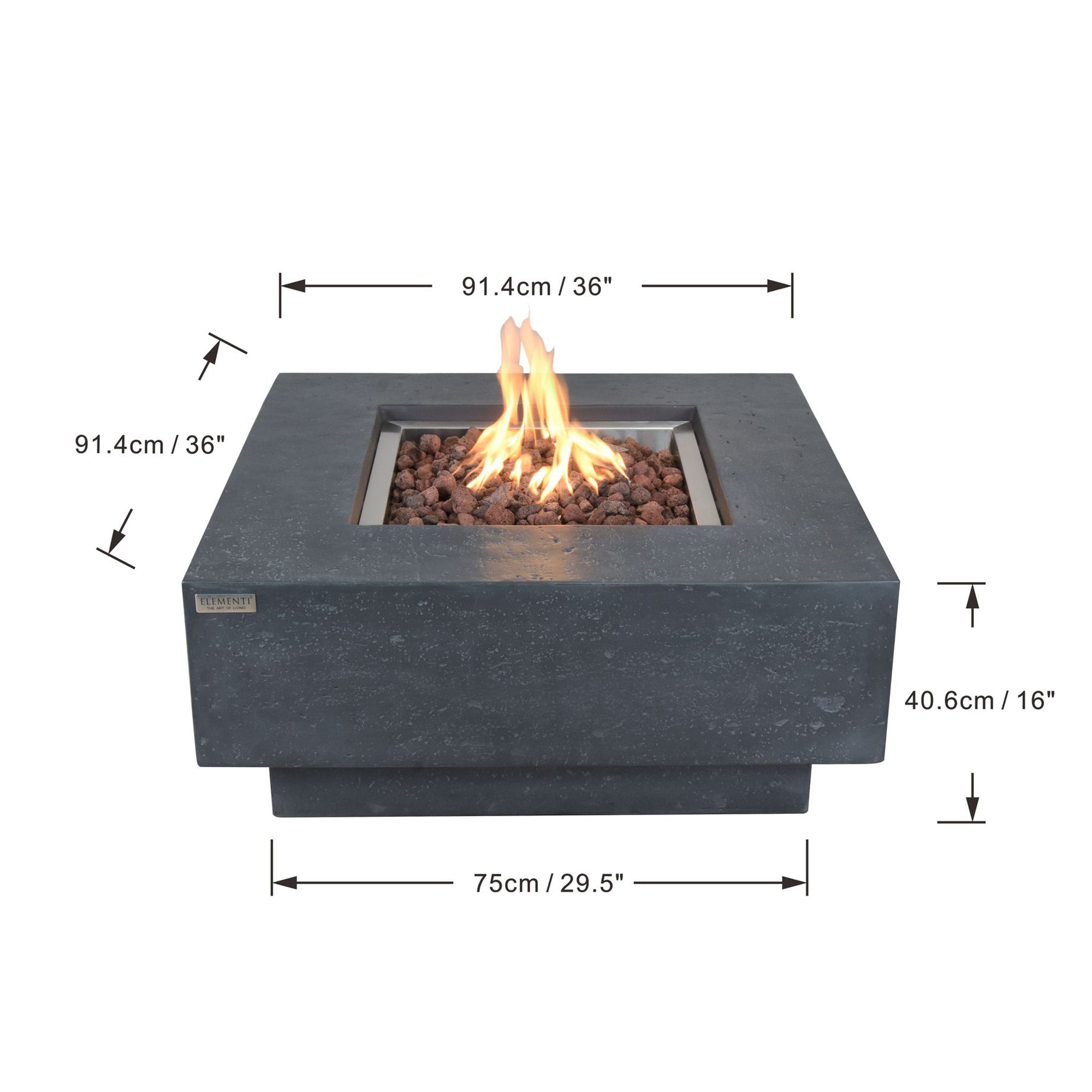 Elementi Manhattan 36" Concrete Outdoor 45,000 BTU Natural Gas Fire Pit Table - VMInnovations
