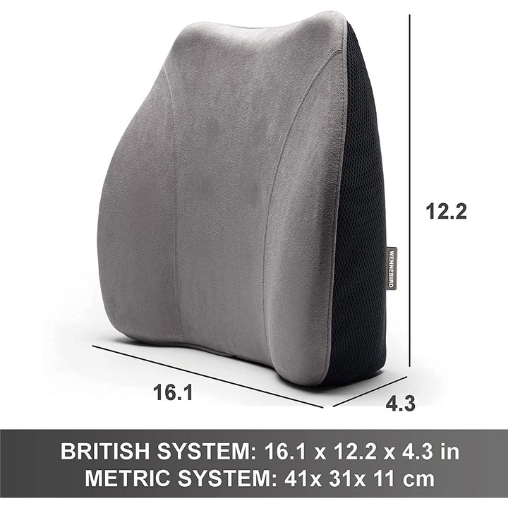 WENNEBIRD Model Q Lumbar Memory Foam Support Pillow to Improve Posture, Grey - VMInnovations