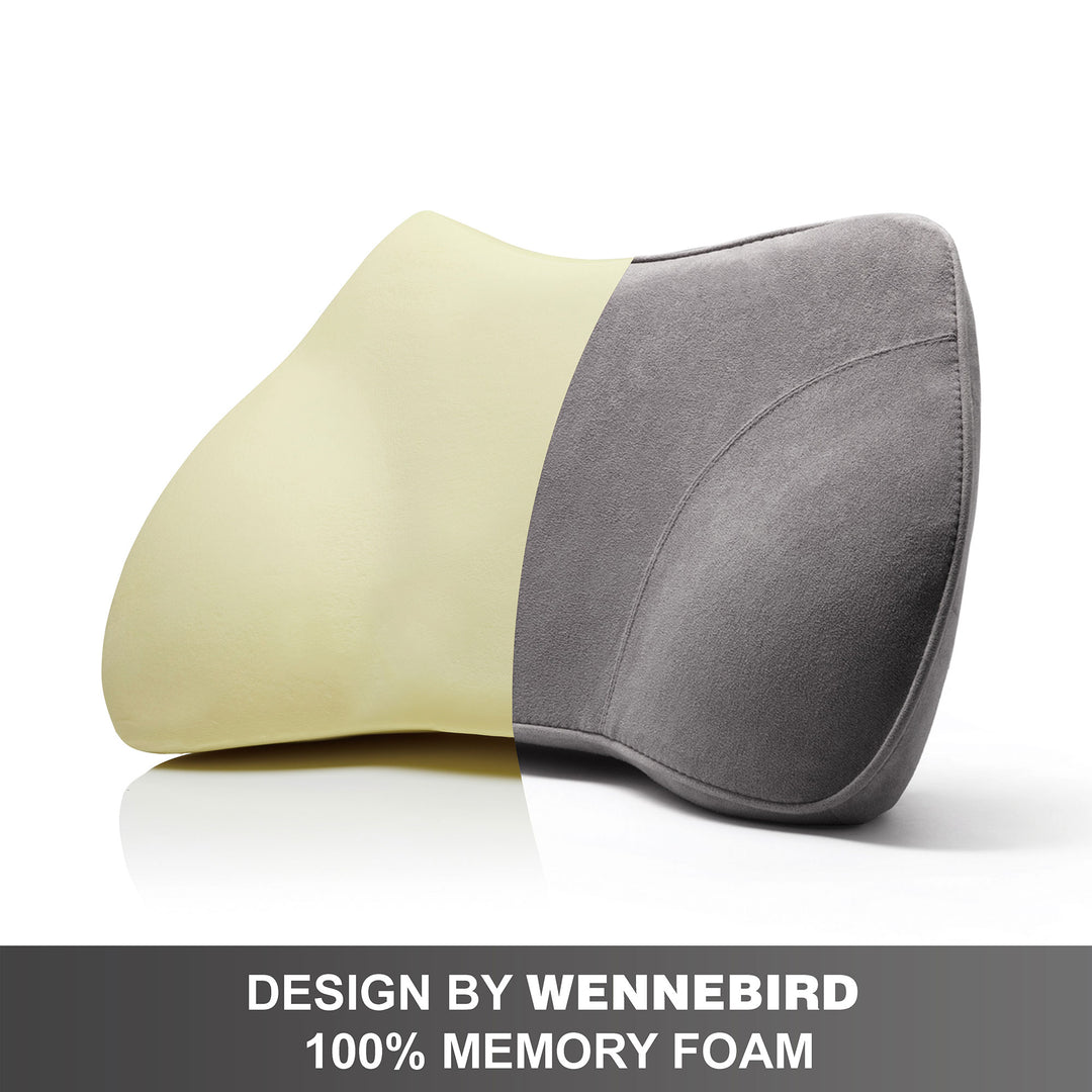 WENNEBIRD Model B Lumbar Memory Foam Support Pillow to Improve Posture, Grey - VMInnovations