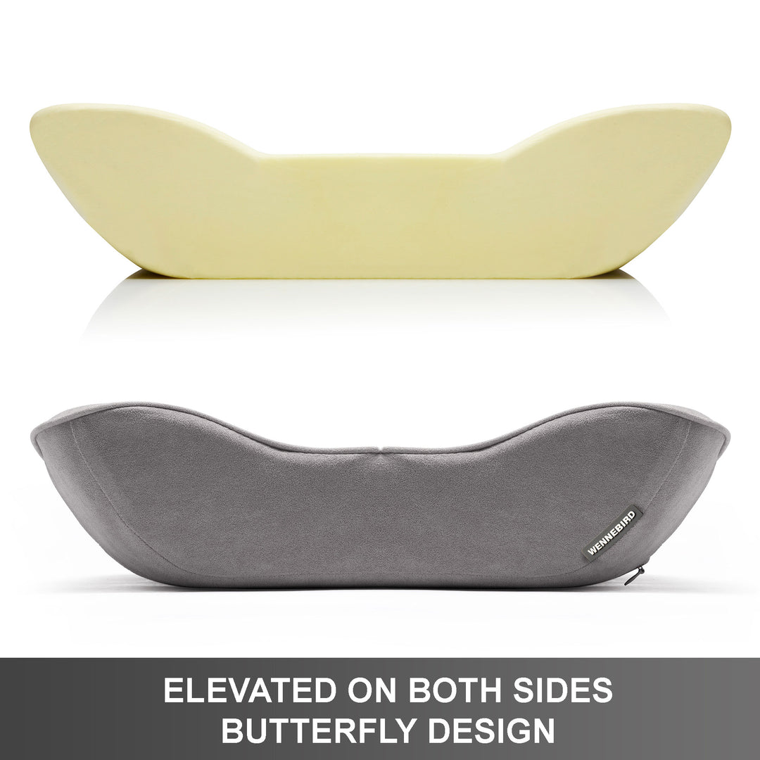 WENNEBIRD Model B Lumbar Memory Foam Support Pillow to Improve Posture, Grey - VMInnovations