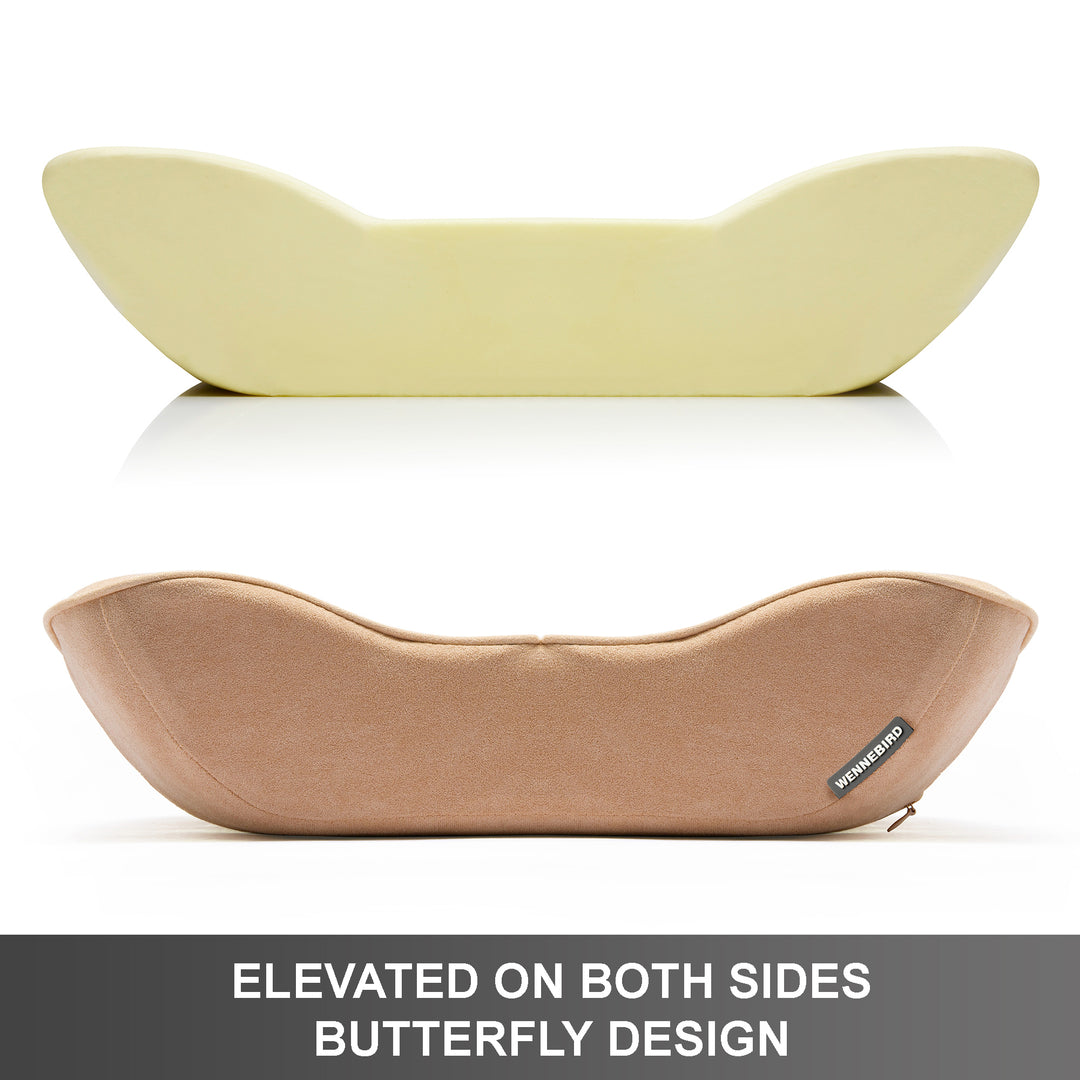 WENNEBIRD Model B Lumbar Memory Foam Support Pillow to Improve Posture, Beige - VMInnovations