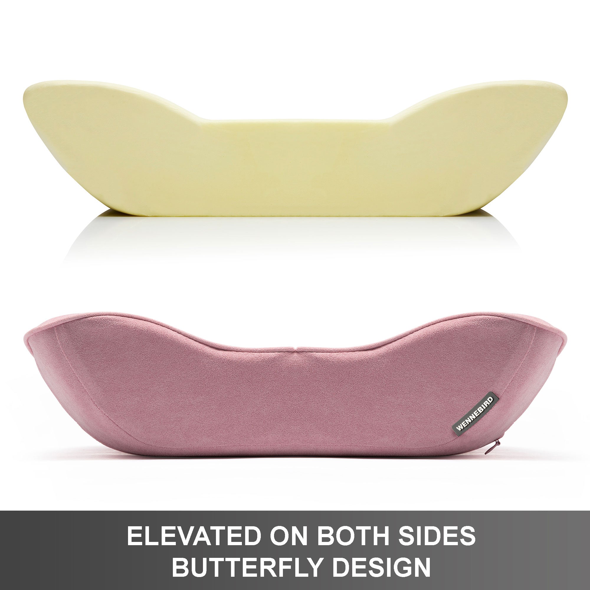 WENNEBIRD Model B Lumbar Memory Foam Support Pillow to Improve Posture, Pink