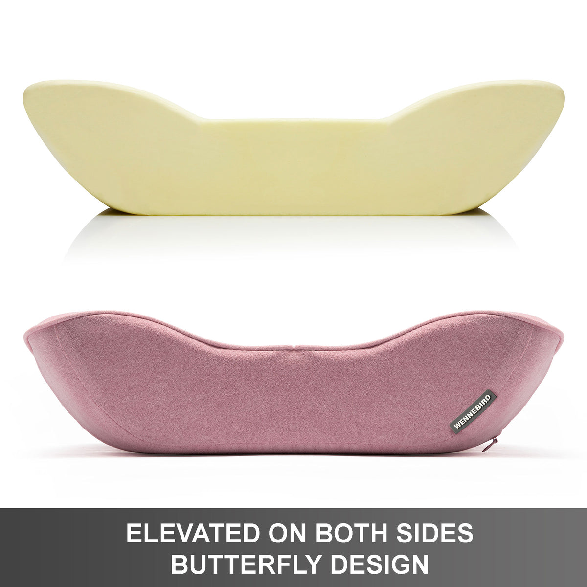 WENNEBIRD Model B Lumbar Memory Foam Support Pillow to Improve Posture, Pink