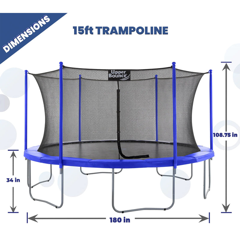 Upper Bounce 15 Foot Round Outdoor Trampoline Set with Safety Enclosure System