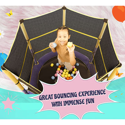 Machrus Upper Bounce 55 Inch Round Kid Friendly Trampoline and Enclosure Set