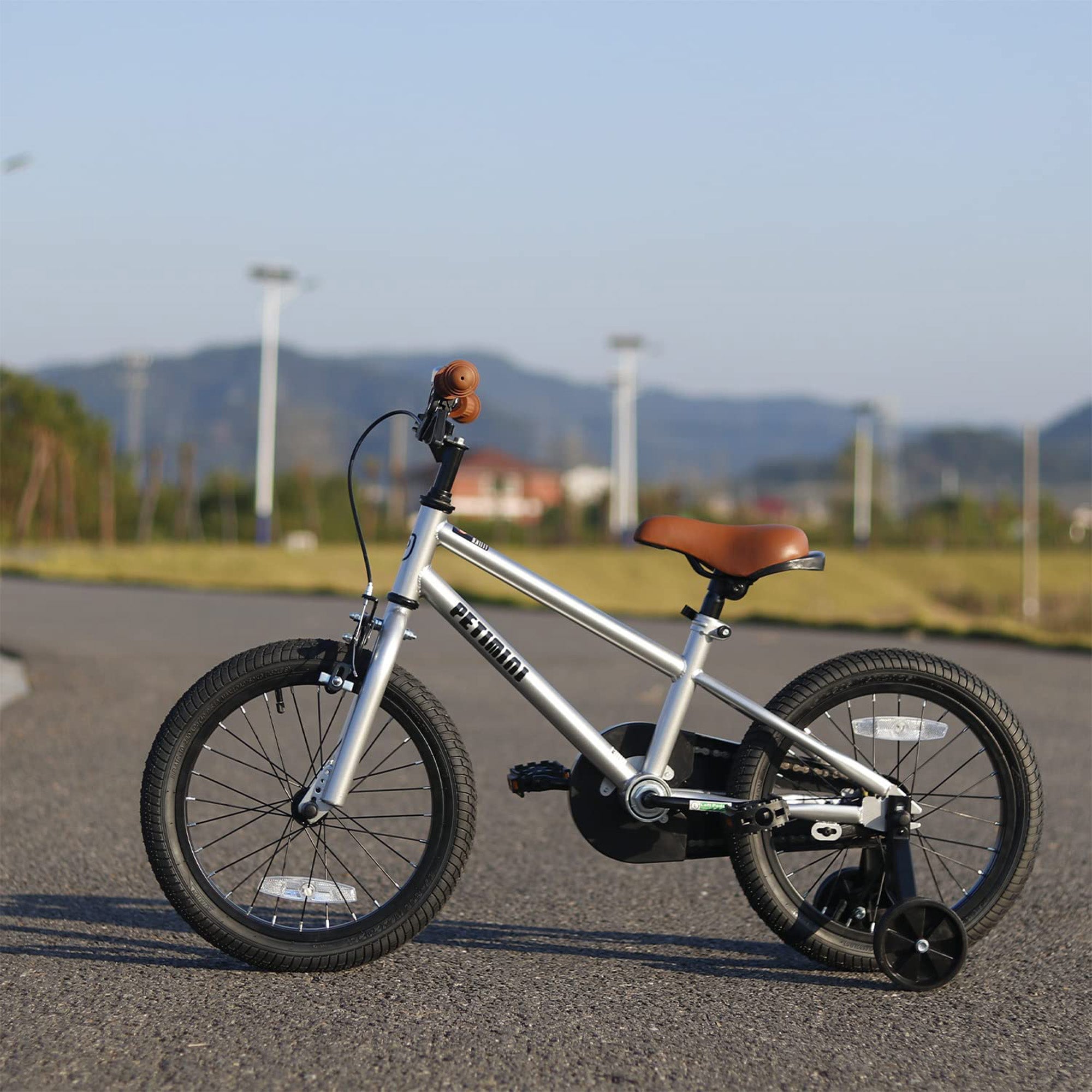 Petimini 16 In BMX Style Kids Bike w/Training Wheels, Silver (Used) - VMInnovations