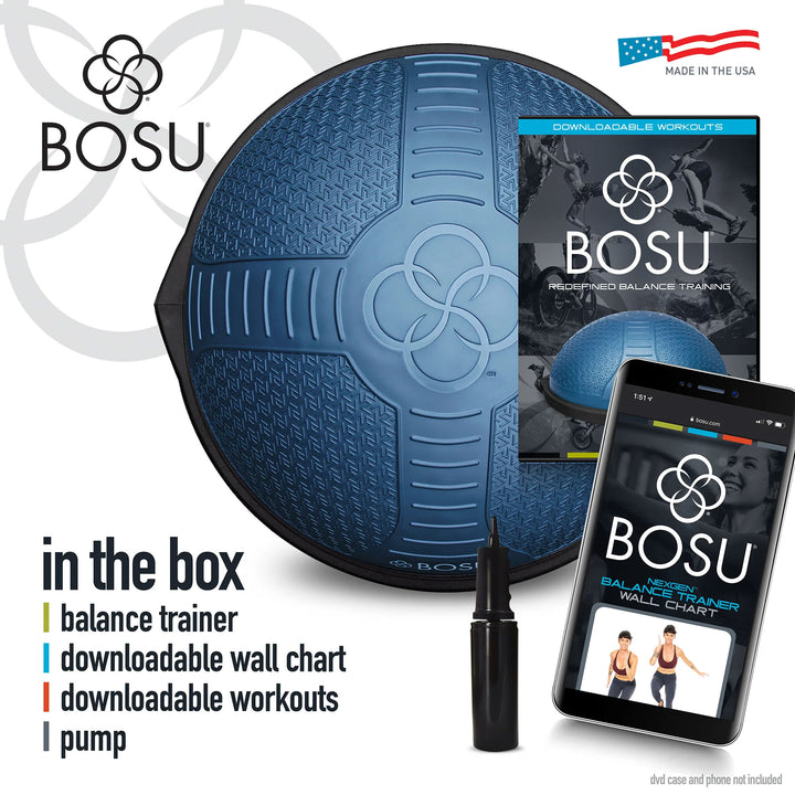Bosu Home Balance Trainer for Strength, Flexibility, and Cardio Workouts, Blue - VMInnovations