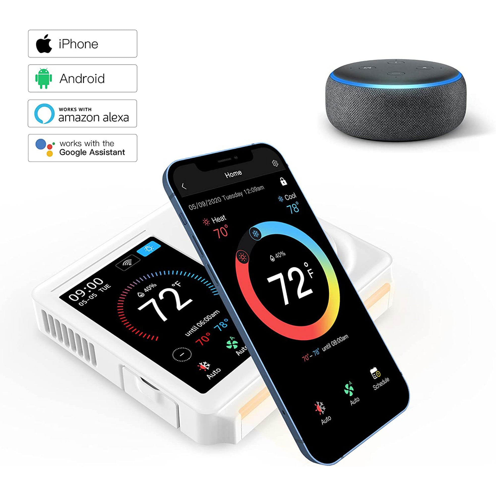 Wi Fi 7 Day and 8 Period Programmable Smart Home Thermostat, 5th Gen (Open Box) - VMInnovations