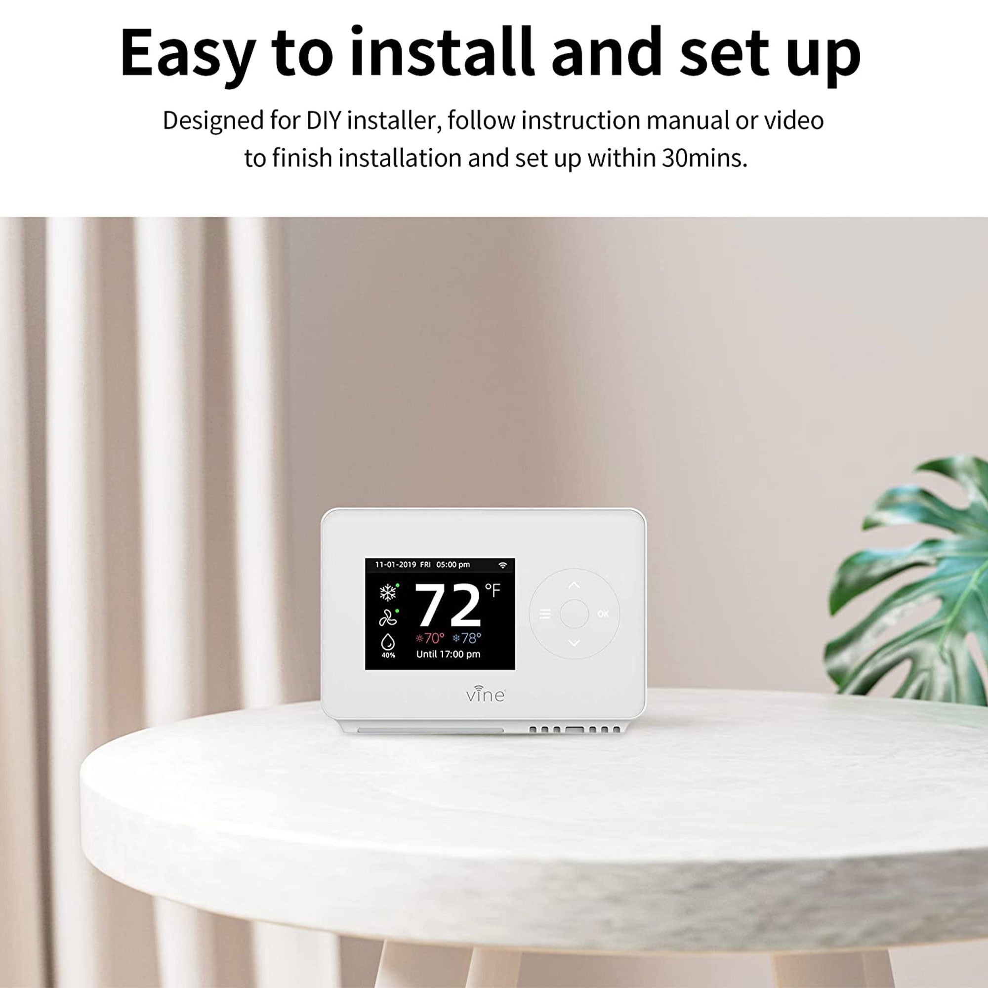 Wi Fi 7 Day and 8 Period Programmable New Gen Smart Home Thermostat (Open Box) - VMInnovations