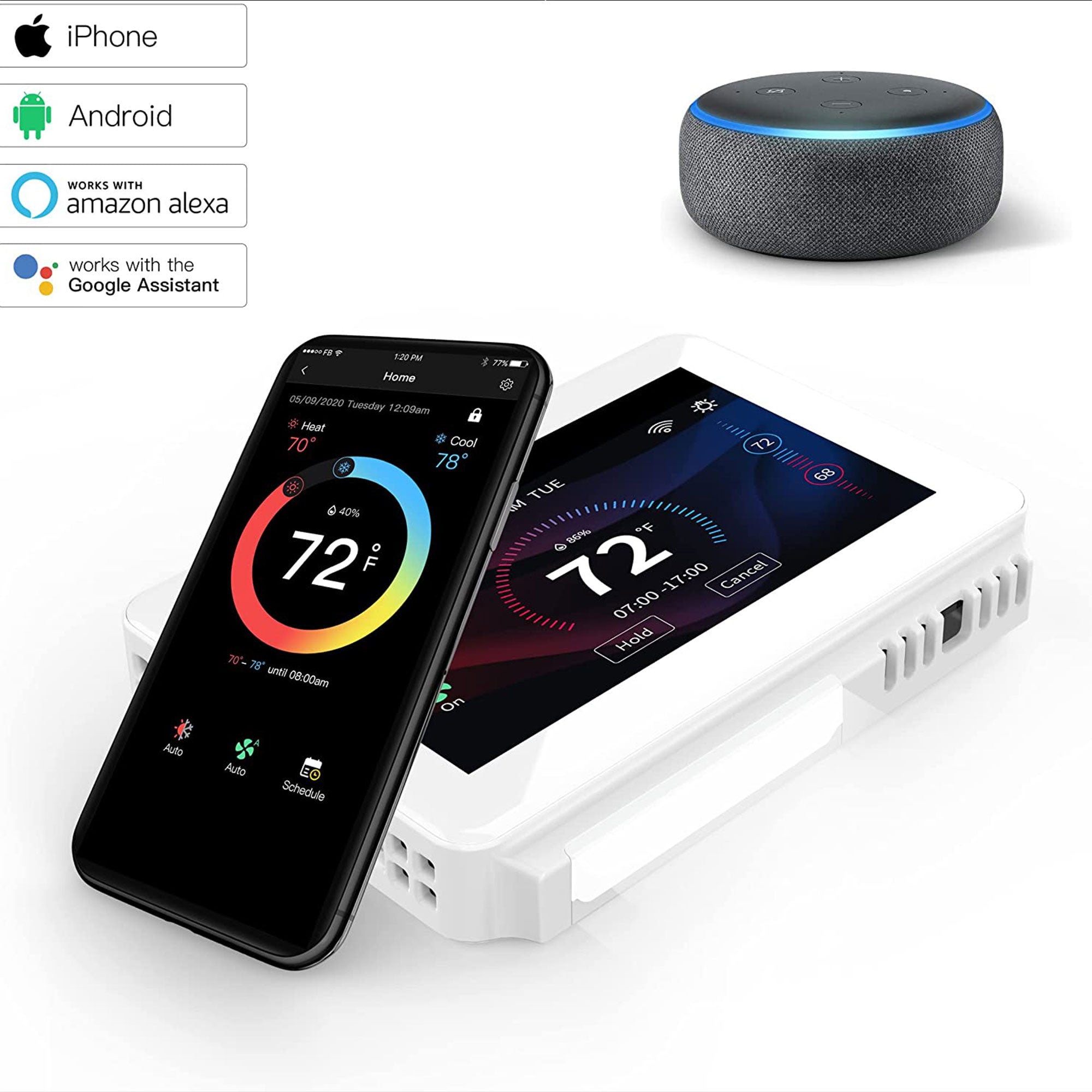 Vine Wi Fi 7 Day and 8 Period Programmable Smart Home Thermostat, 6th Gen - VMInnovations