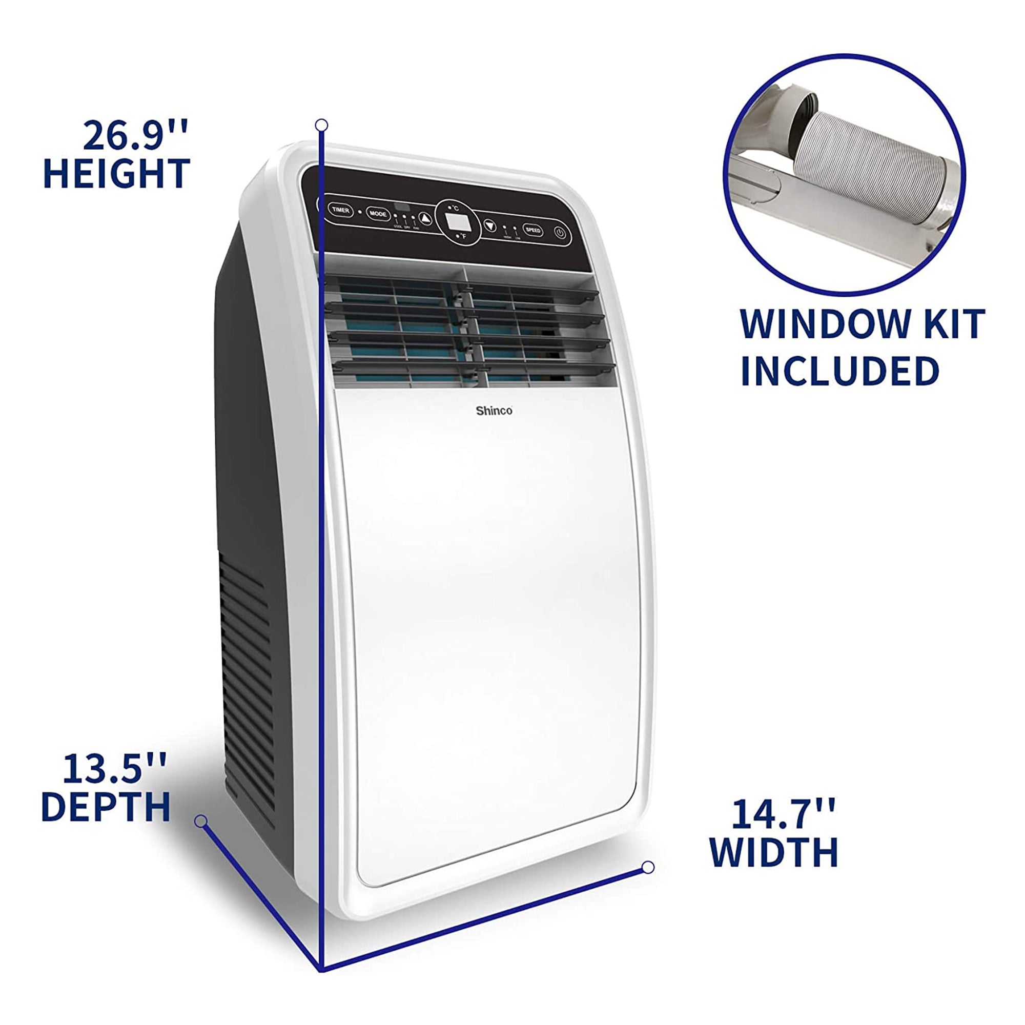 Shinco 8,000 BTU AC Unit, Dehumidifier, and Fan for 200 SqFt Rooms (Open Box) - VMInnovations