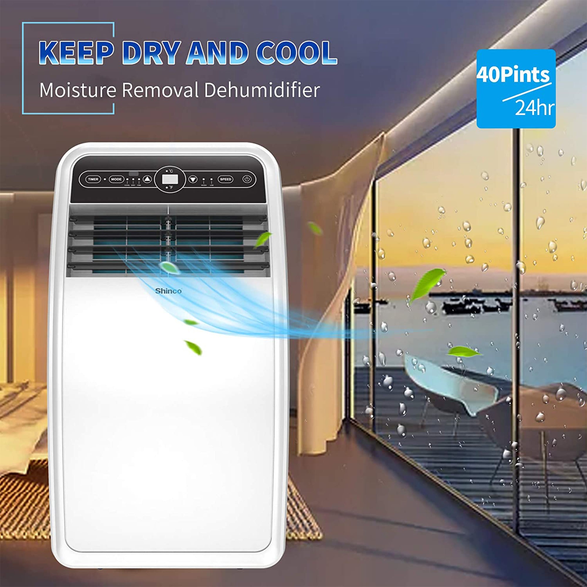 Shinco 8,000 BTU AC Unit, Dehumidifier, and Fan for 200 SqFt Rooms (Open Box) - VMInnovations