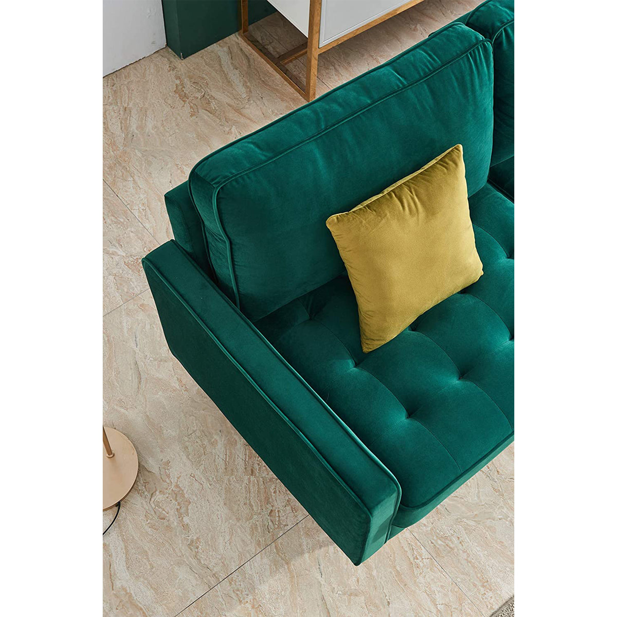 JULYFOX Mid Century Modern Button Tufted Velvet Loveseat Sofa Couch, Green