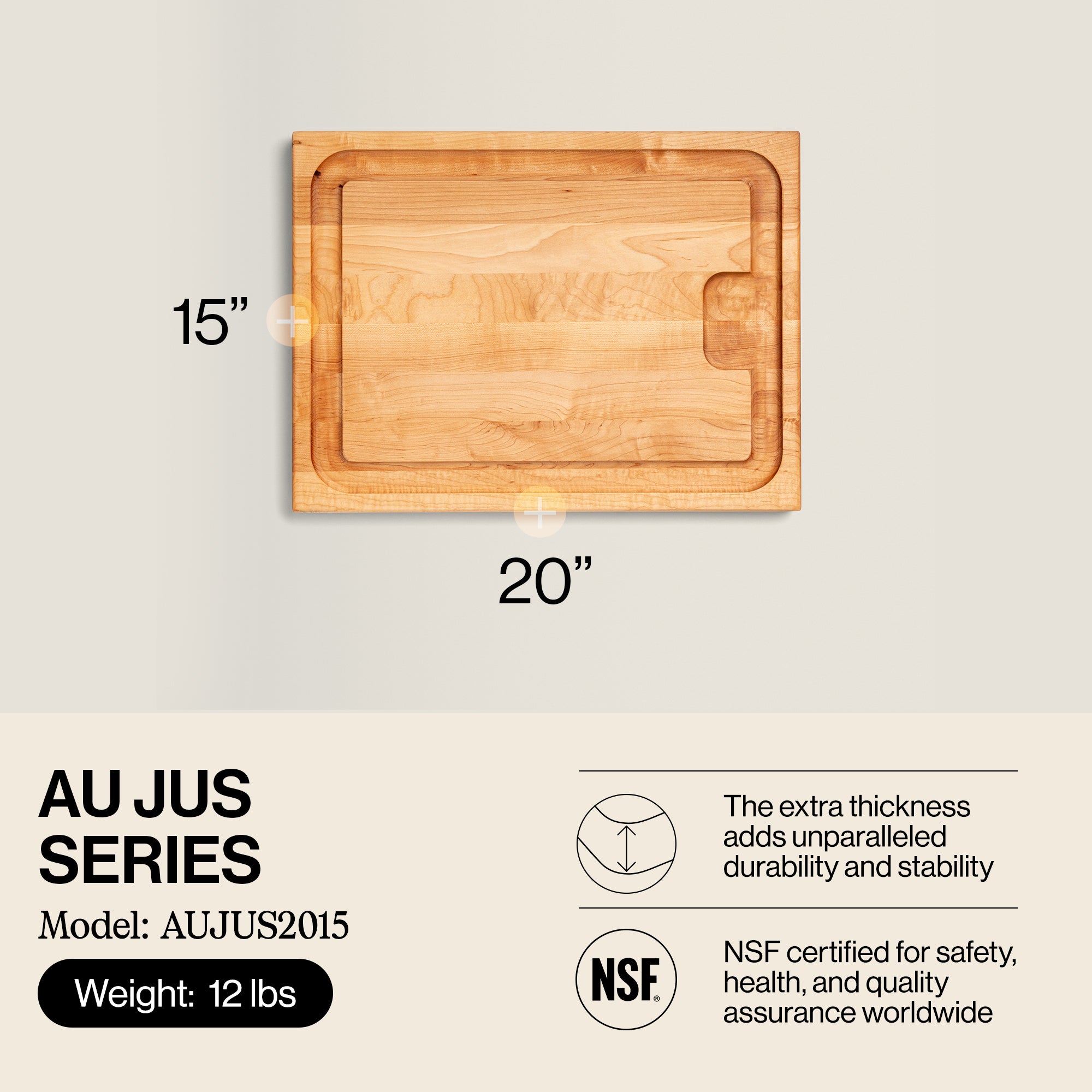 Au Jus Rectangular Cutting/Carving Board with Juice Groove (Open Box) - VMInnovations