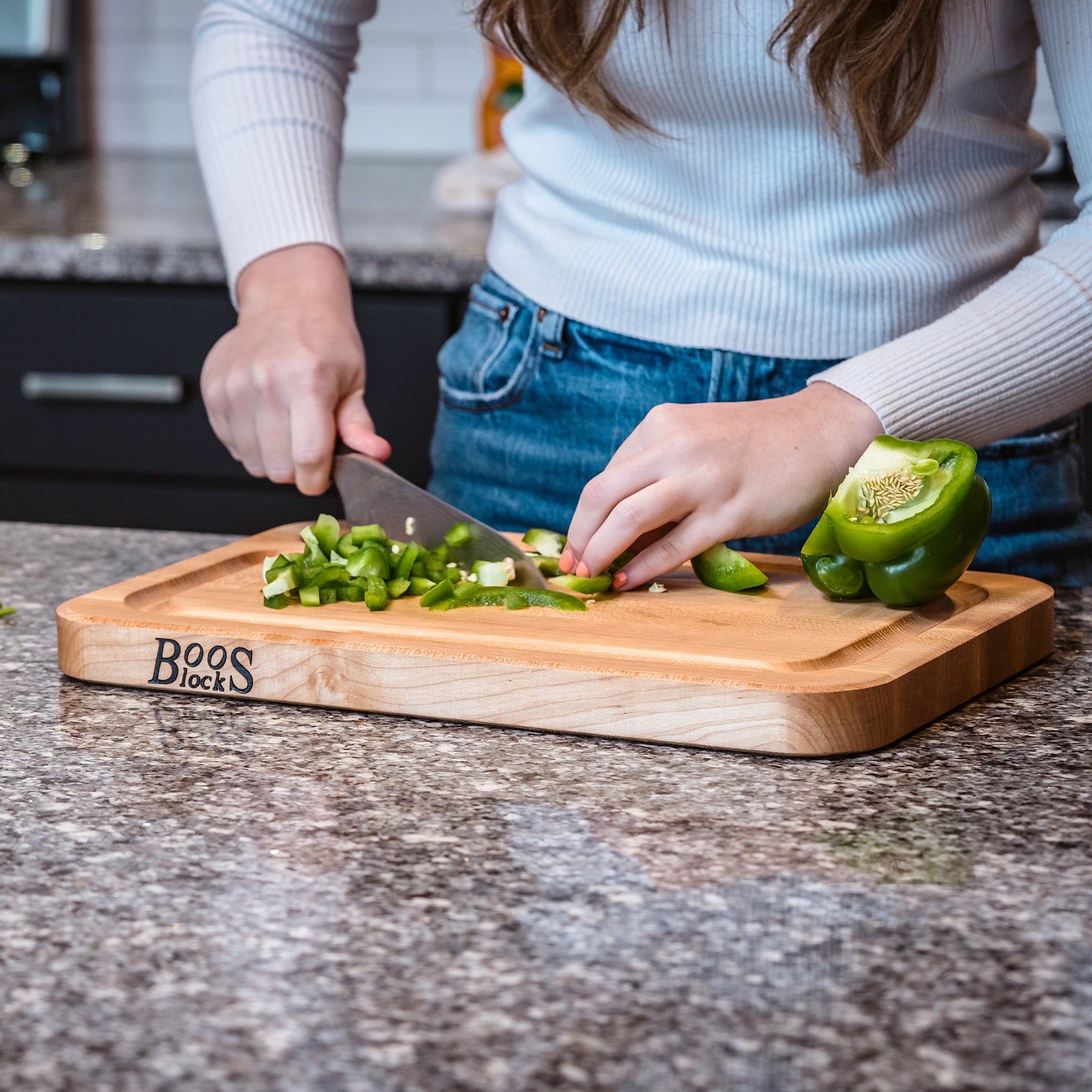 John Boos Maple Wood Edge Grain Kitchen Cutting Board,22" x 16" x 1.25" (Used) - VMInnovations