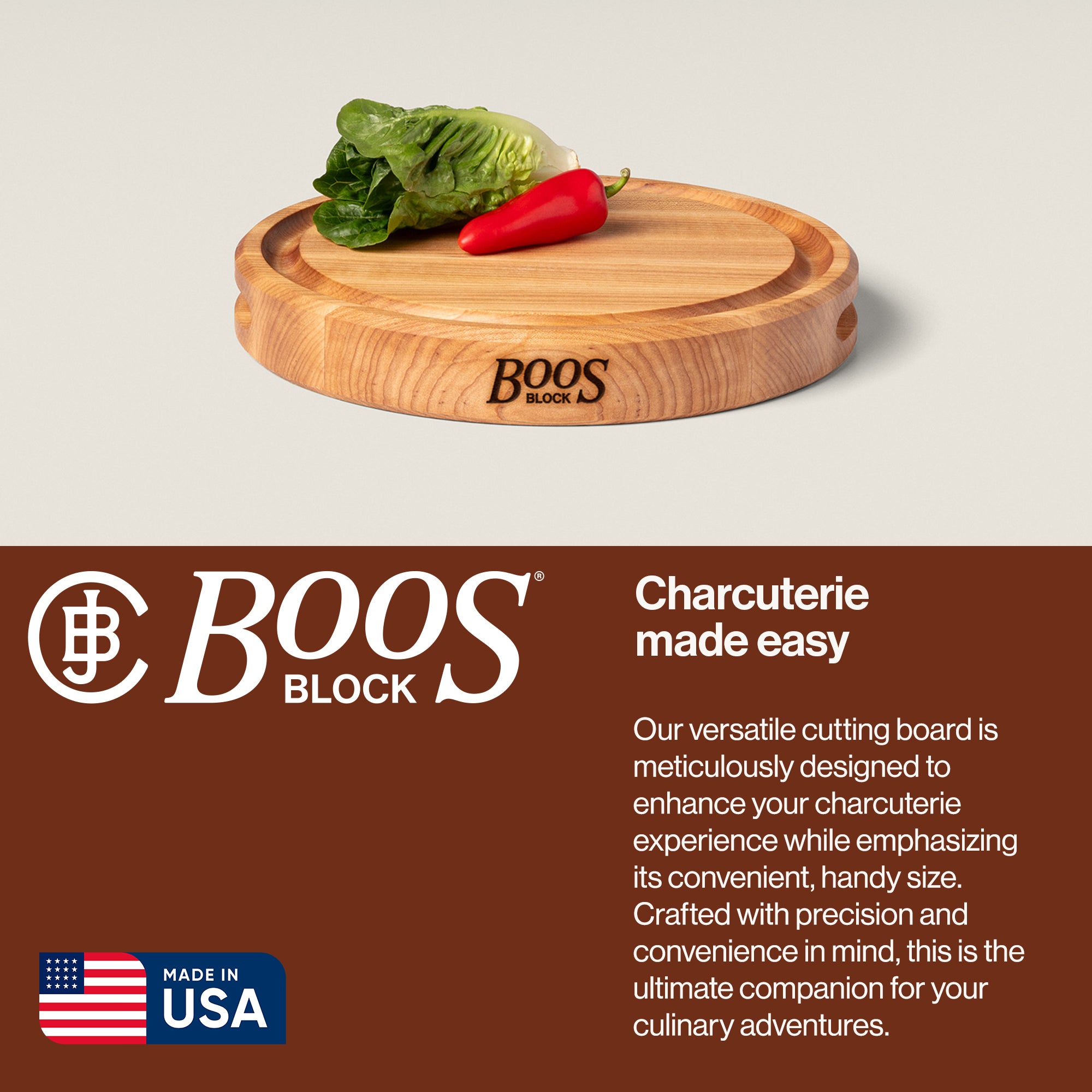 John Boos Maple Wood Cutting Board with Juice Groove, 12" x 12" x 1.75" (Used) - VMInnovations