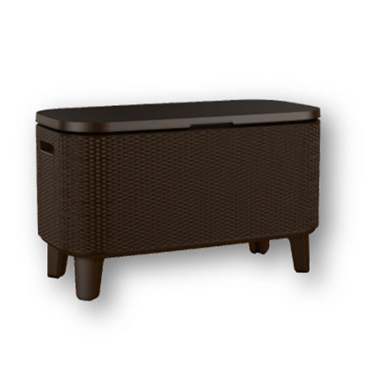 Keter Bevy Bar 17 Gallon Cooler with Pop-Up Table Top Bar Cart, Rattan Brown