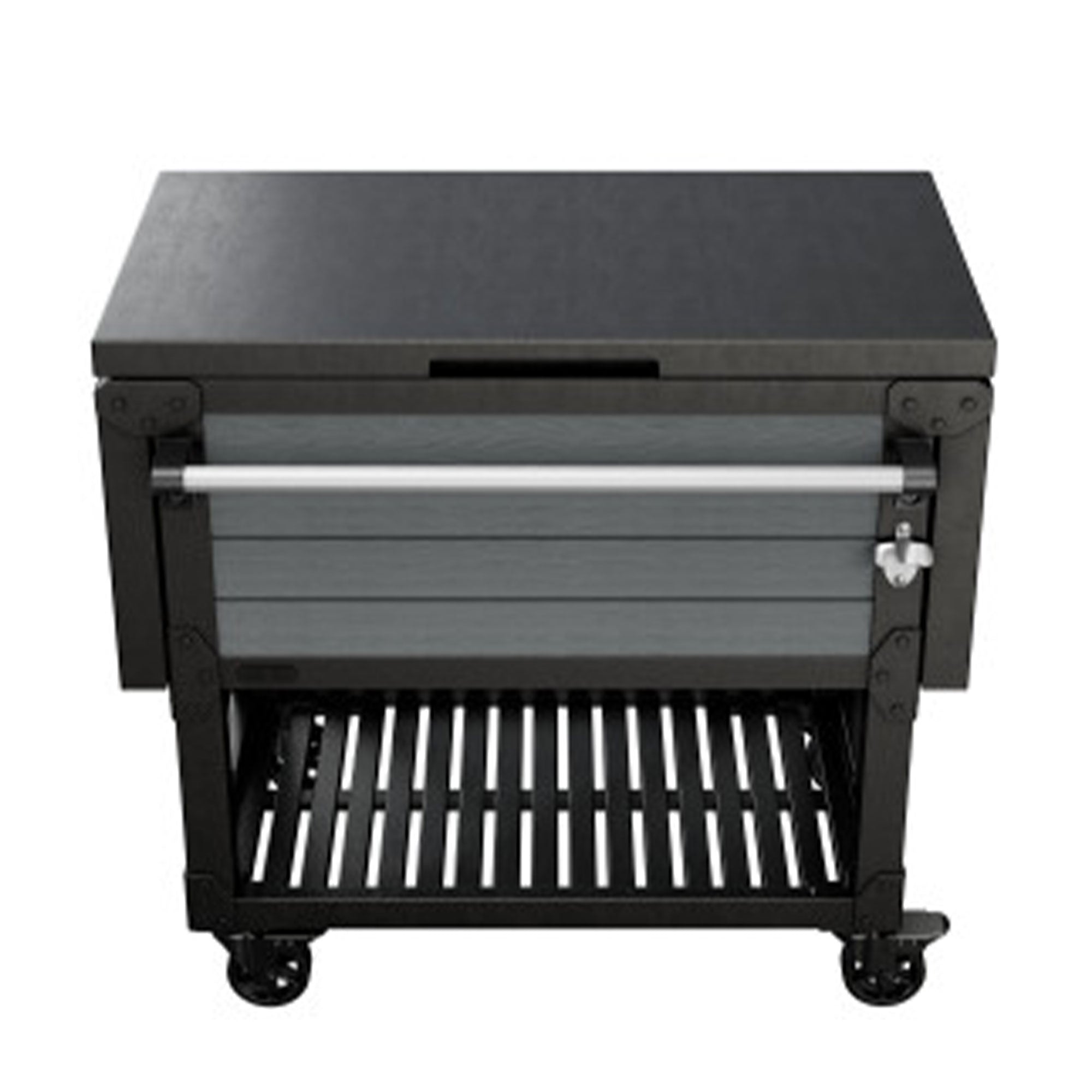 Keter Outdoor Patio Cooling Chest, 89.8 Qt Beverage Bar Cart w/ Wheels, Graphite
