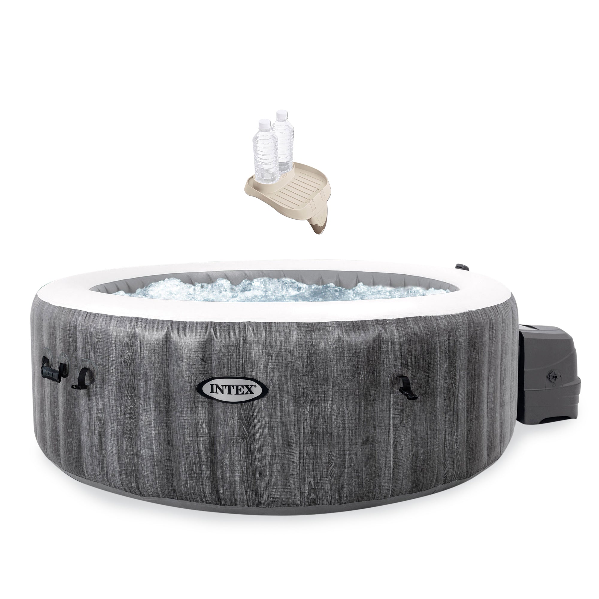 Intex PureSpa Plus Inflatable Hot Tub + Intex PureSpa Tray Accessories (4 Pack) - VMInnovations