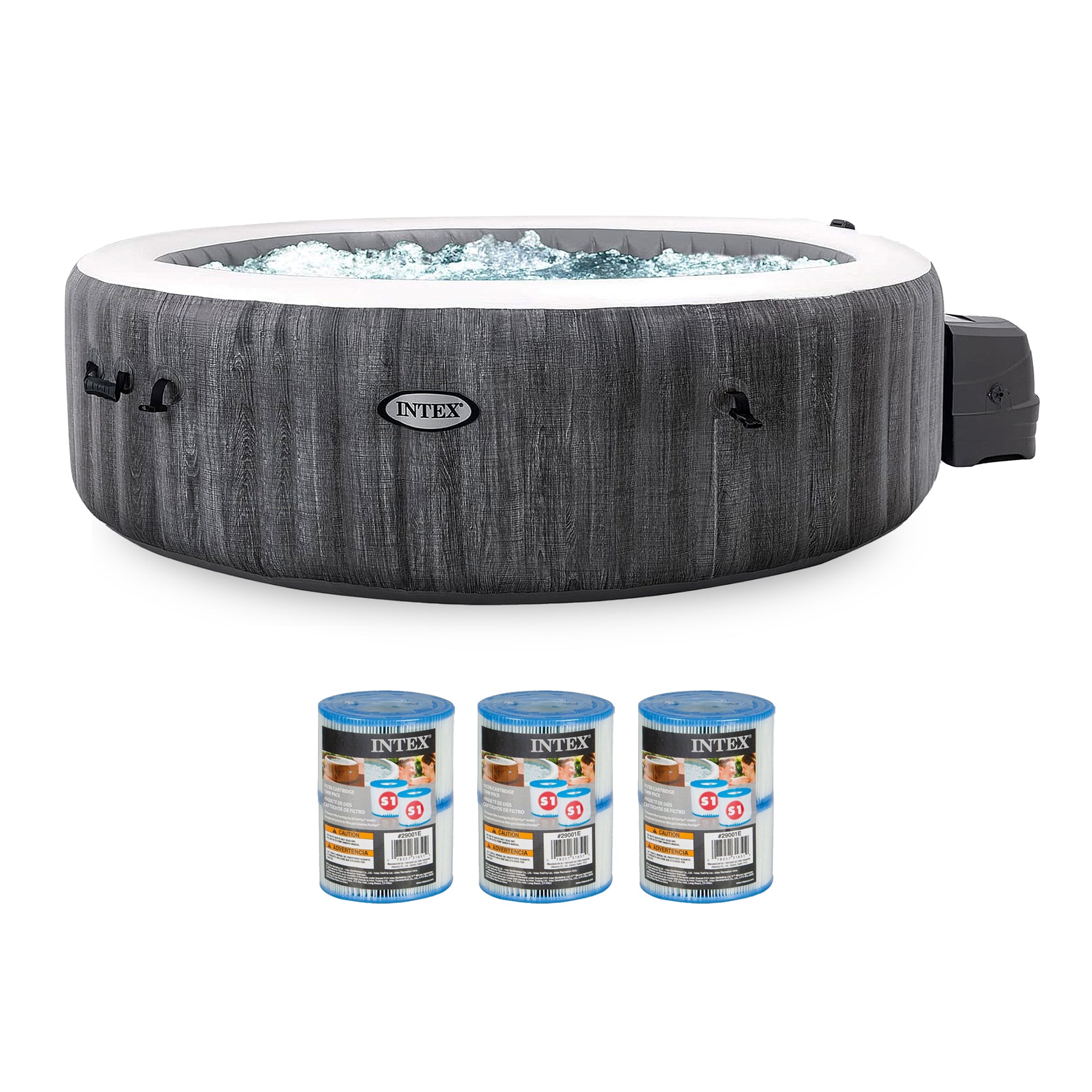 INTEX PureSpa Plus Inflatable Hot Tub & INTEX Type S1 Filter Cartridges (6 Pack) - VMInnovations