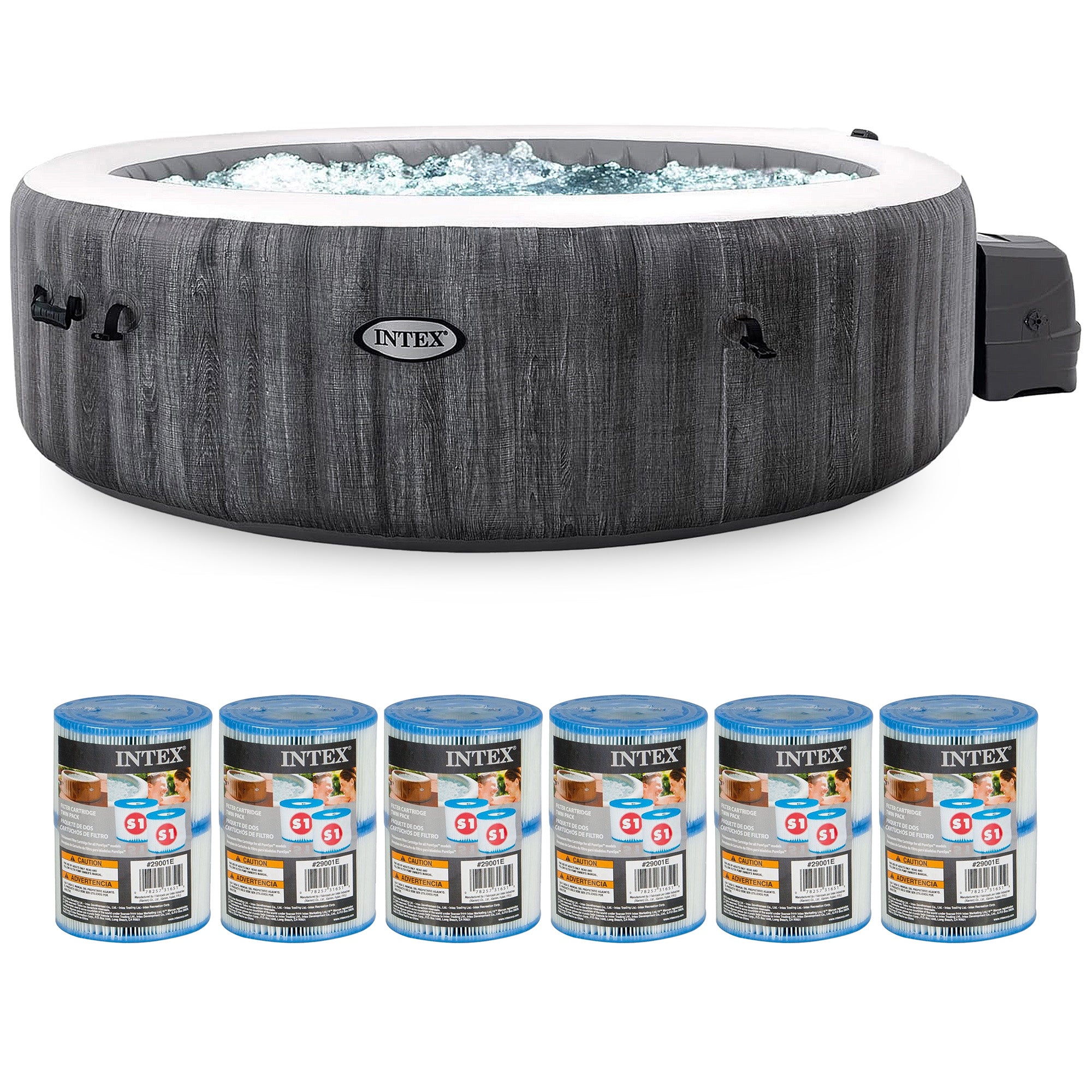 Intex PureSpa Plus Inflatable Hot Tub and Type S1 Filter Cartridges, (12 Pack) - VMInnovations