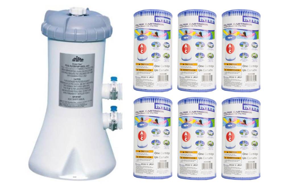 Intex 530 GPH Swimming Pool Filter Pump and 6 Type A Replacement Cartridges - VMInnovations