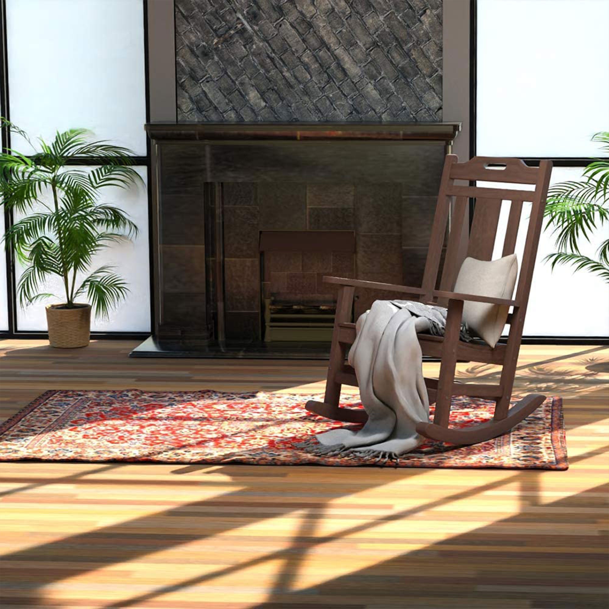 PolyTEAK Porch Rockers Collection Poly Lumber All Weather Rocking Chair, Brown - VMInnovations