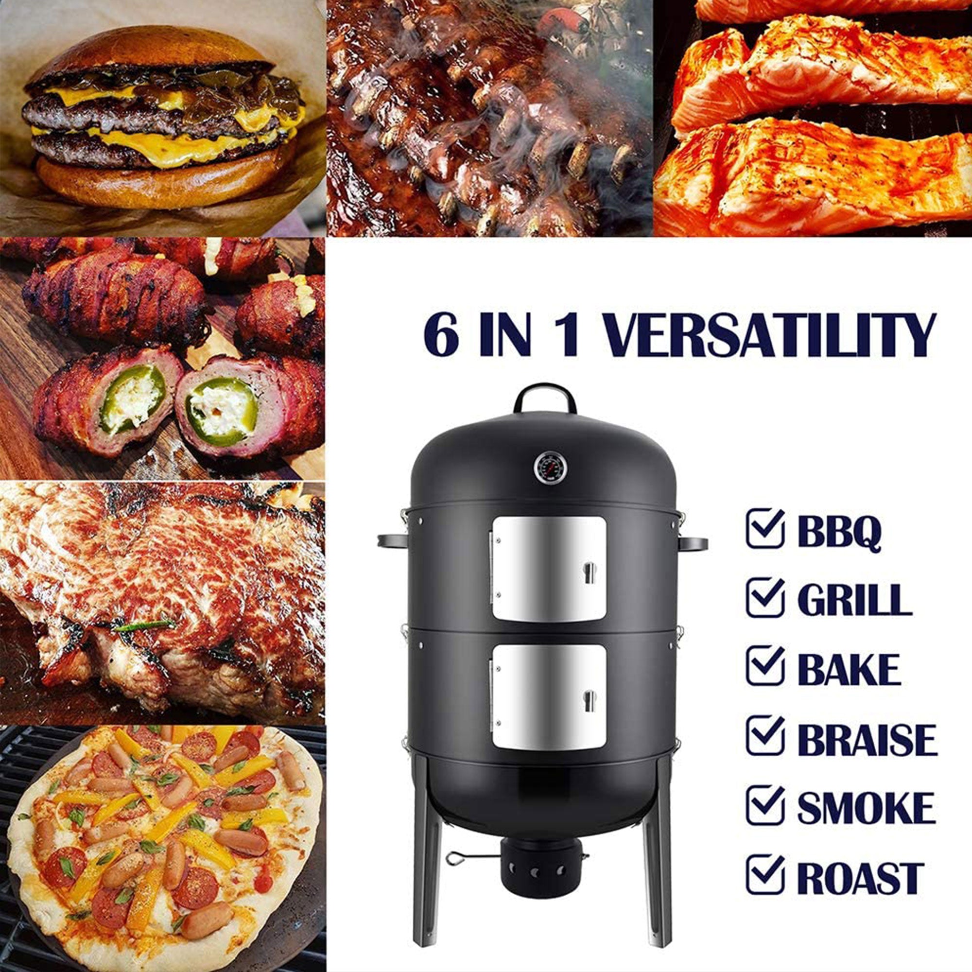 Realcool 20 Inch Vertical Heavy Duty Steel Charcoal Outdoor Smoker Grill (Used) - VMInnovations