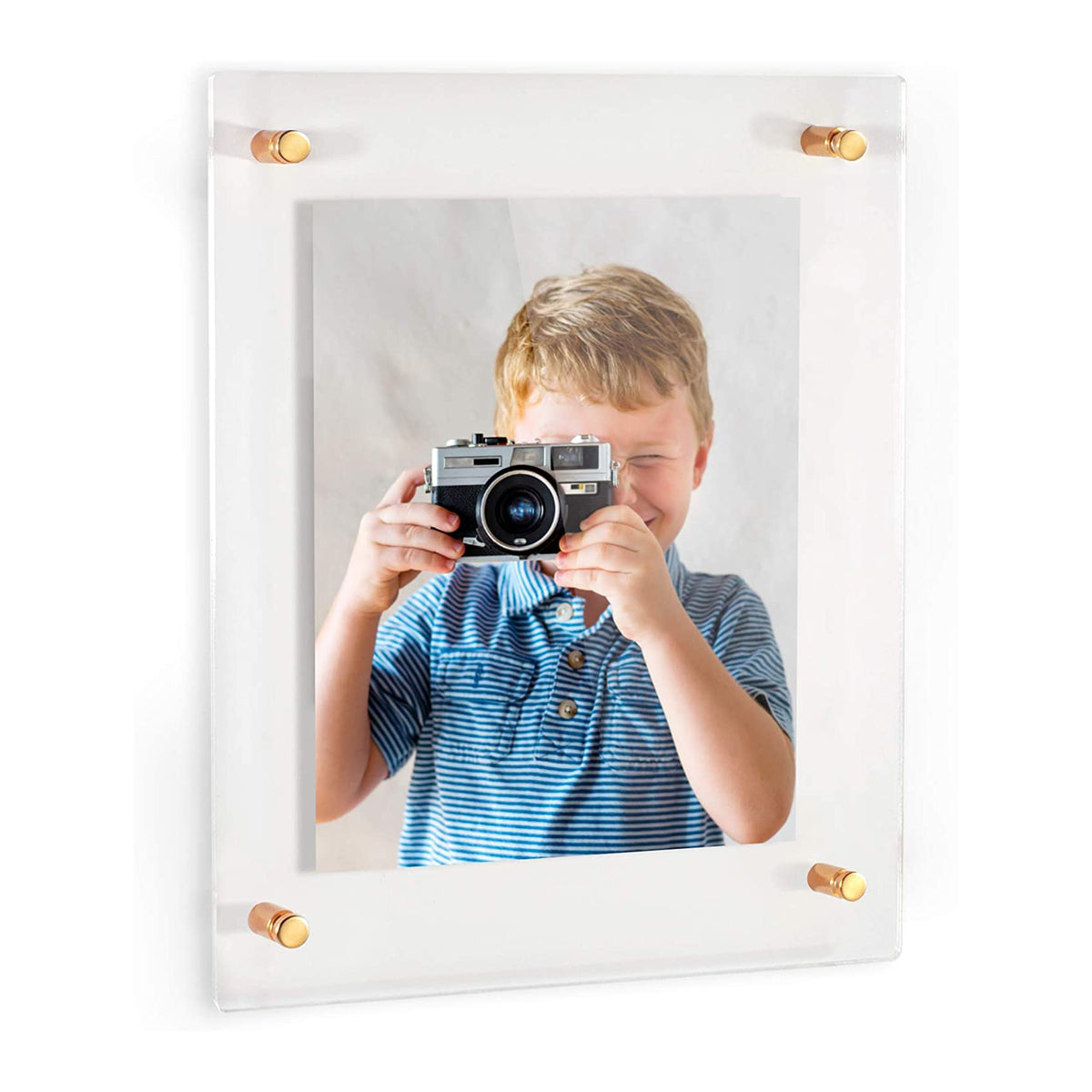 9 x 12 Inch Floating Acrylic Frame with Gold Wall Mount Hardware (Open Box)