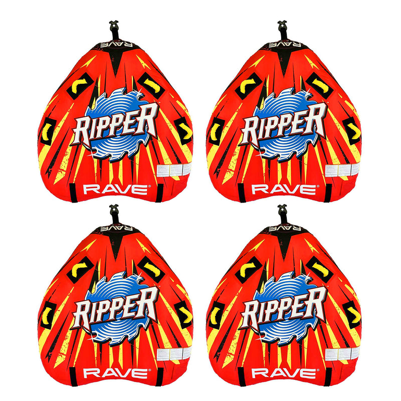 RAVE Sports Ripper 2 Rider Nylon Inflatable Towable Boat Floats, Red (4 Pack)