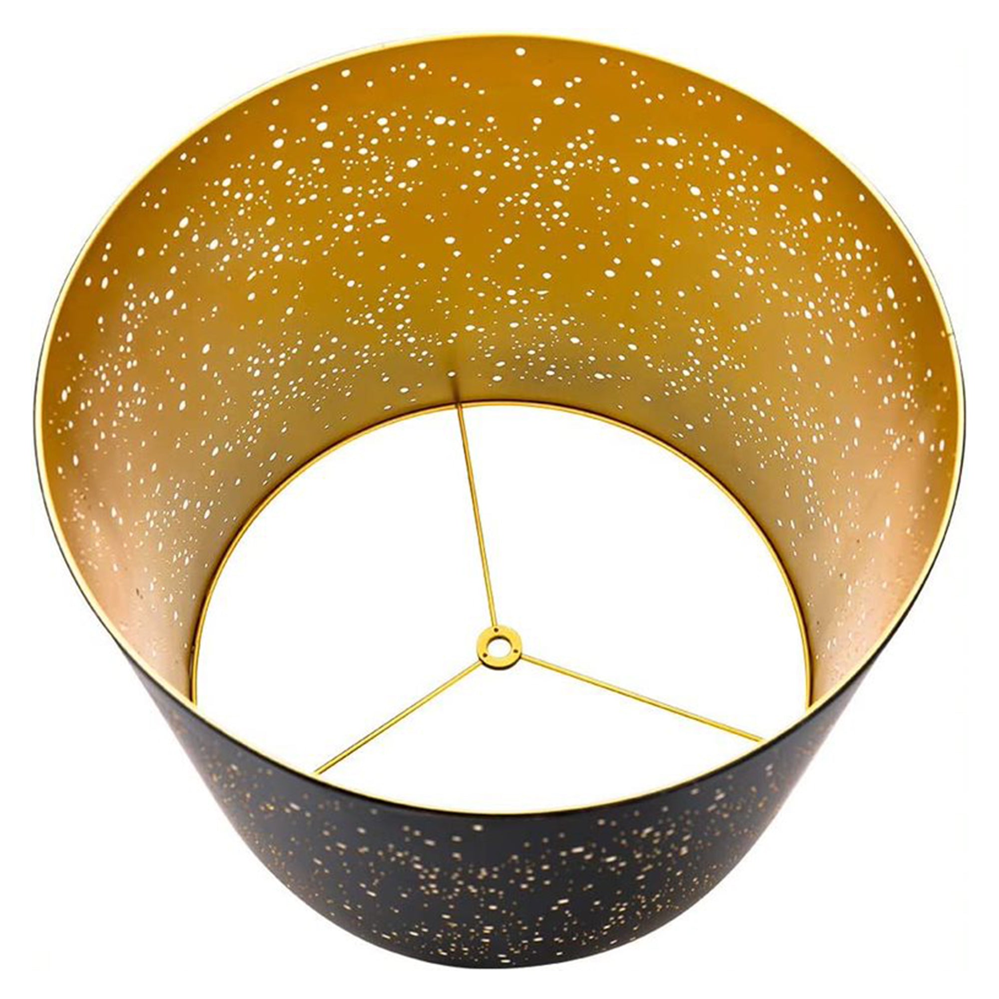 ALUCSET 12 x 14 x 10 Inch Starry Sky Etched Metal Drum Lamp Shade, Black & Gold