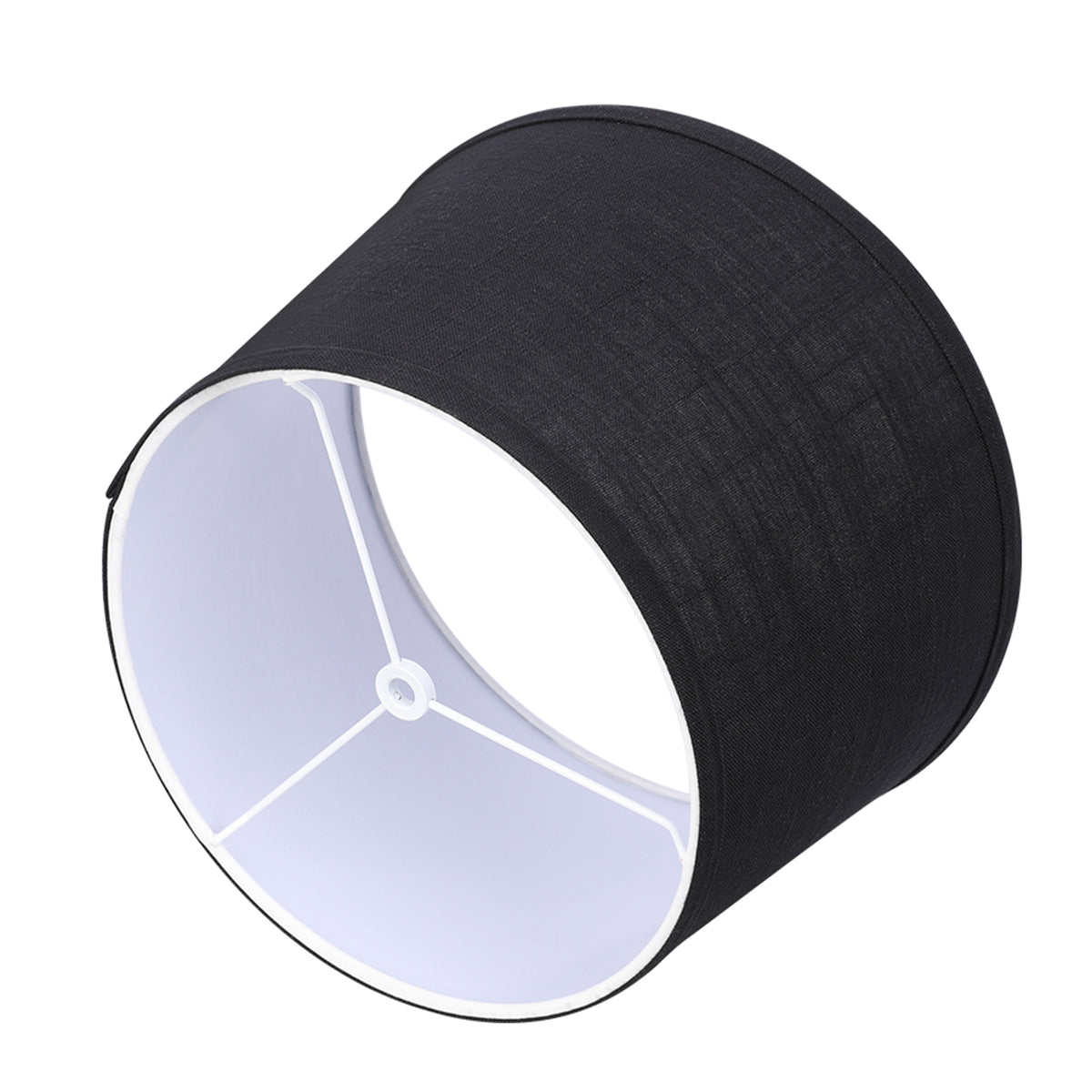 ALUCSET 10x12x8In Linen 2 Tone Drum Lamp Shade, Black & White (2 Pack) (Used)
