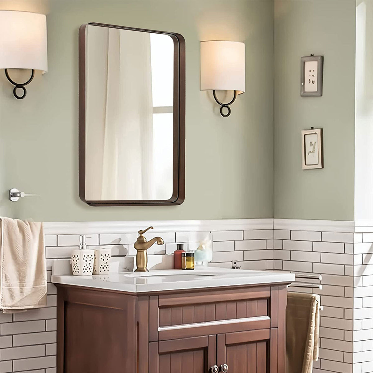 ANDY STAR 24 x 36 Inch Recessed Contemporary Vanity Mirror, Bronze (Used) - VMInnovations