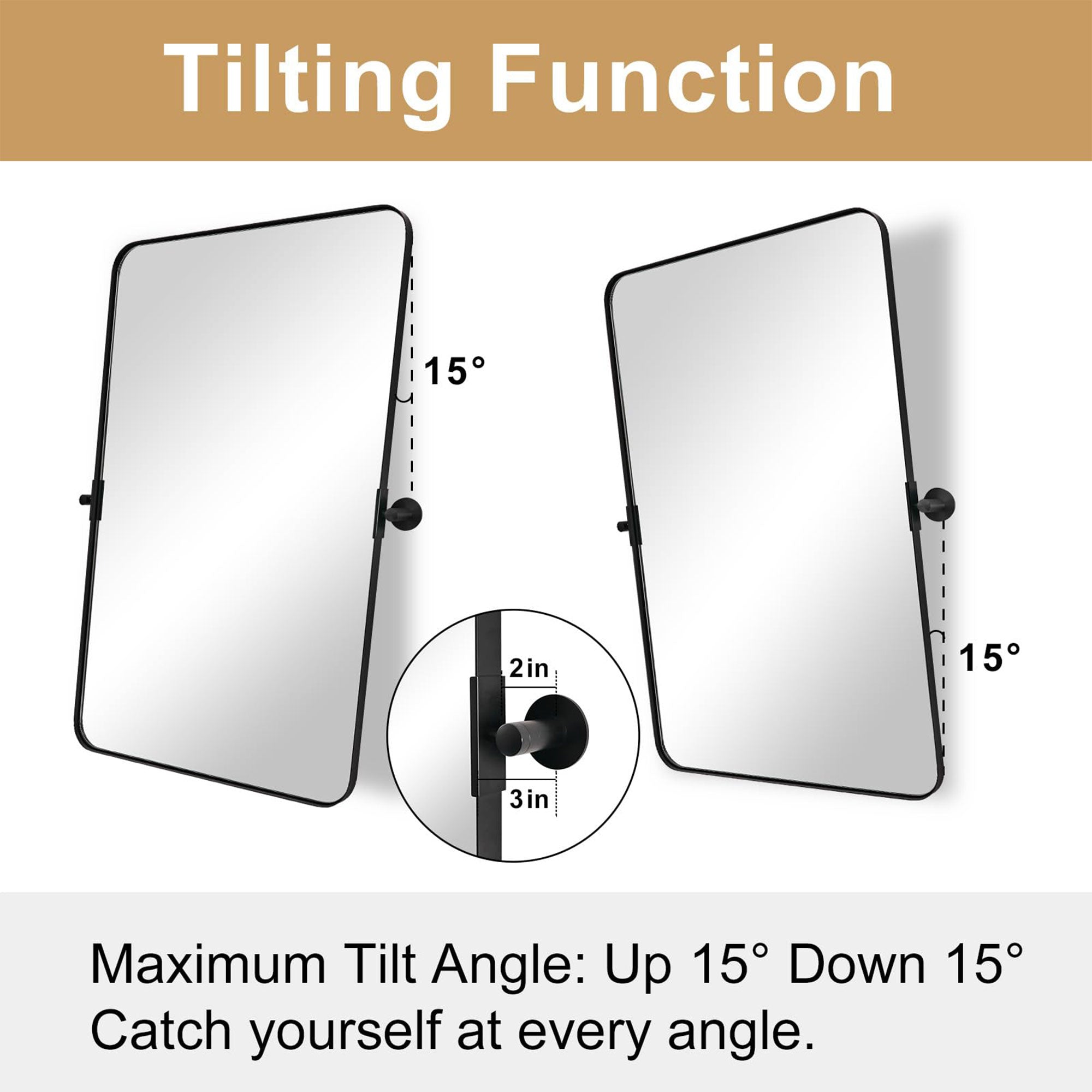 ANDY STAR 22"x34" Rectangular Tilting Modern Vanity Mirror, Brushed Nickel(Used) - VMInnovations