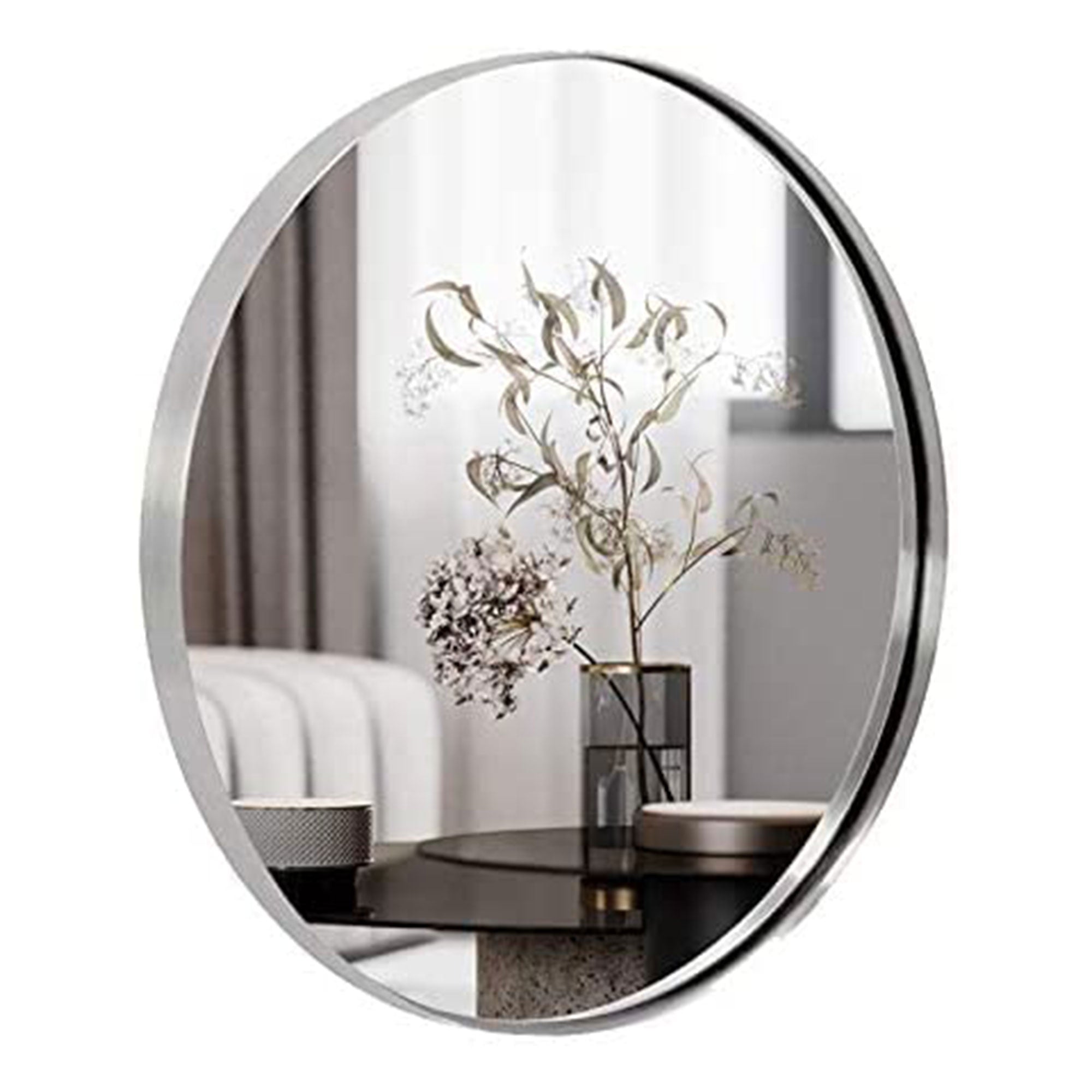 ANDY STAR 24" Round Mirror w/Stainless Steel Metal Frame, Chrome (Open Box) - VMInnovations