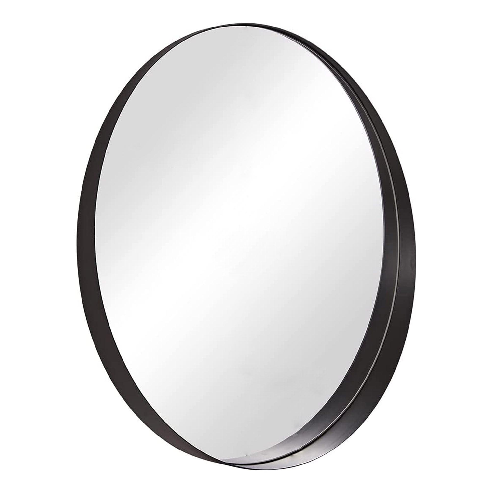 30 Inch Circle Mirror 3 In Deep w/ Stainless Steel Metal Frame, Black (Open Box) - VMInnovations